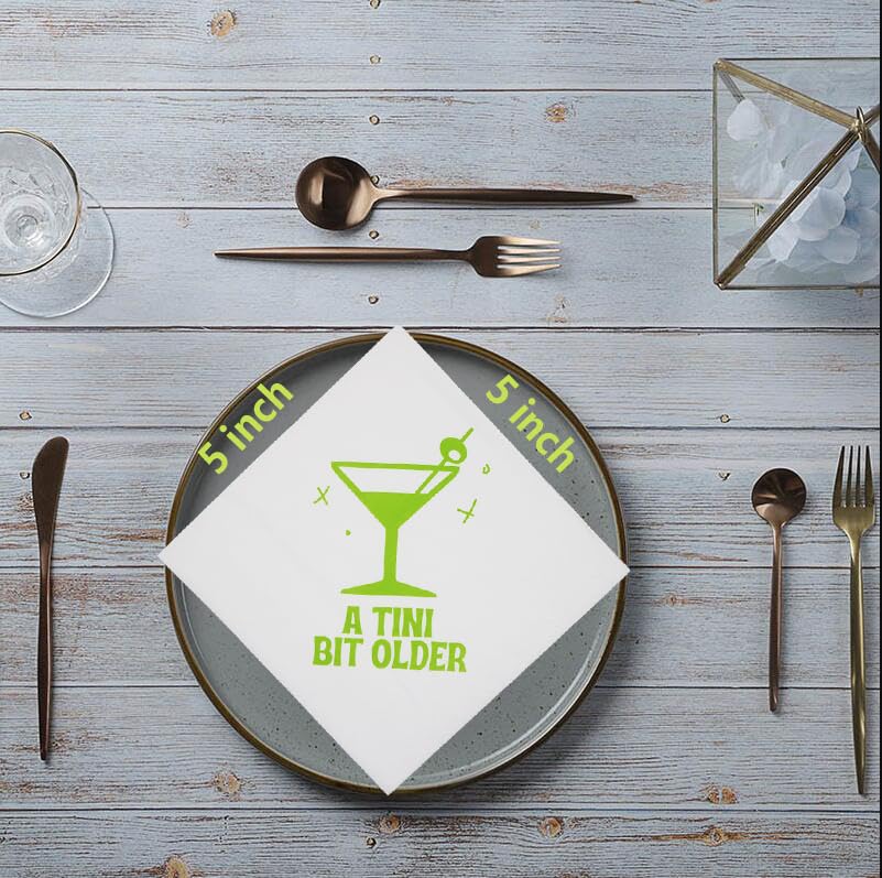 Trendy Martini Birthday Napkins & Party Decorations - A Tini Bit Older Theme for Martini Bar Celebrations - Perfect for Cocktail Parties, 21st Birthdays & Themed Events