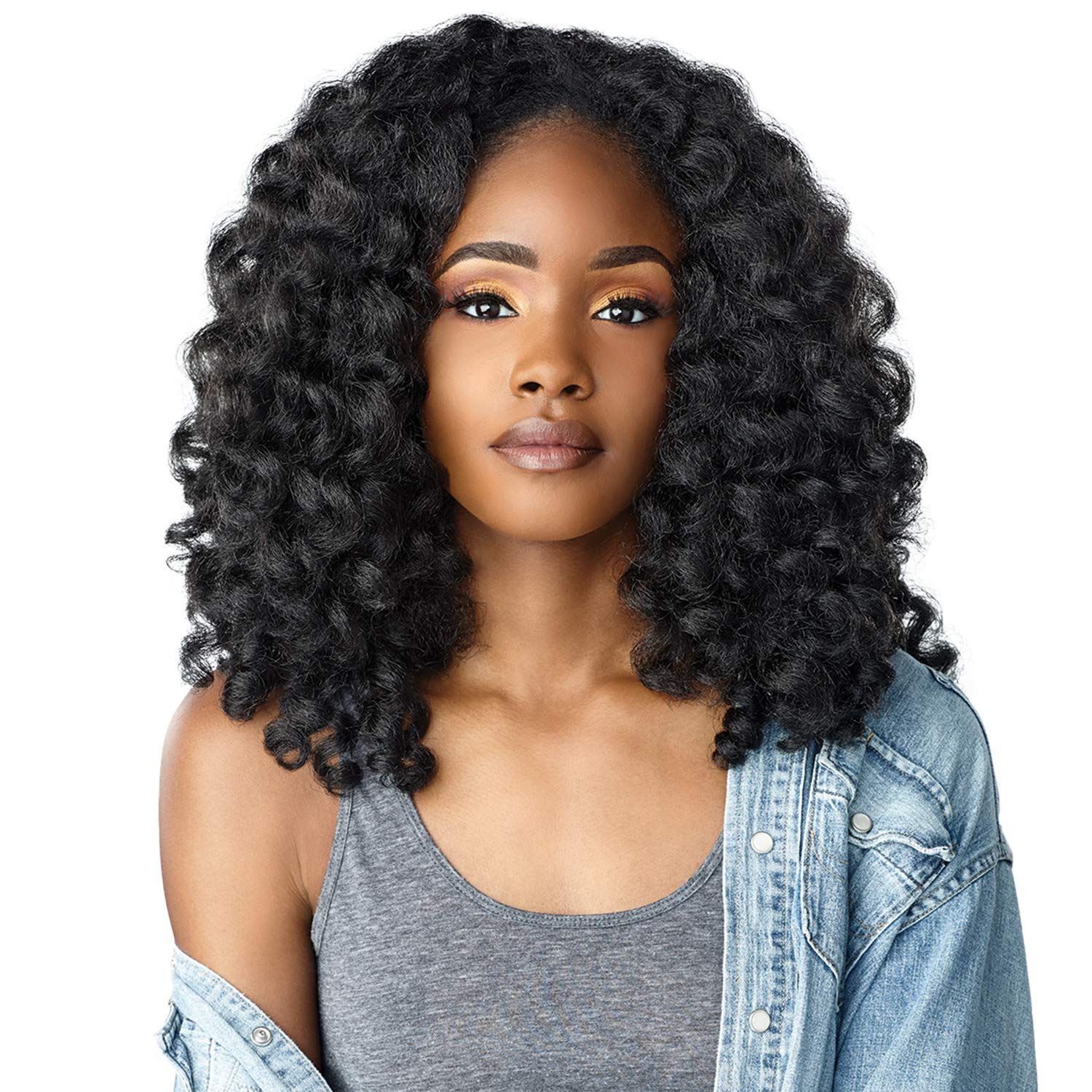 Sensationnel CKCo Half Wig - Synthetic Instant Weave Full Wig with Curls & Kinks - Money Maker (F1B/30) - Perfect for Quick Hairstyles & Protective Styling