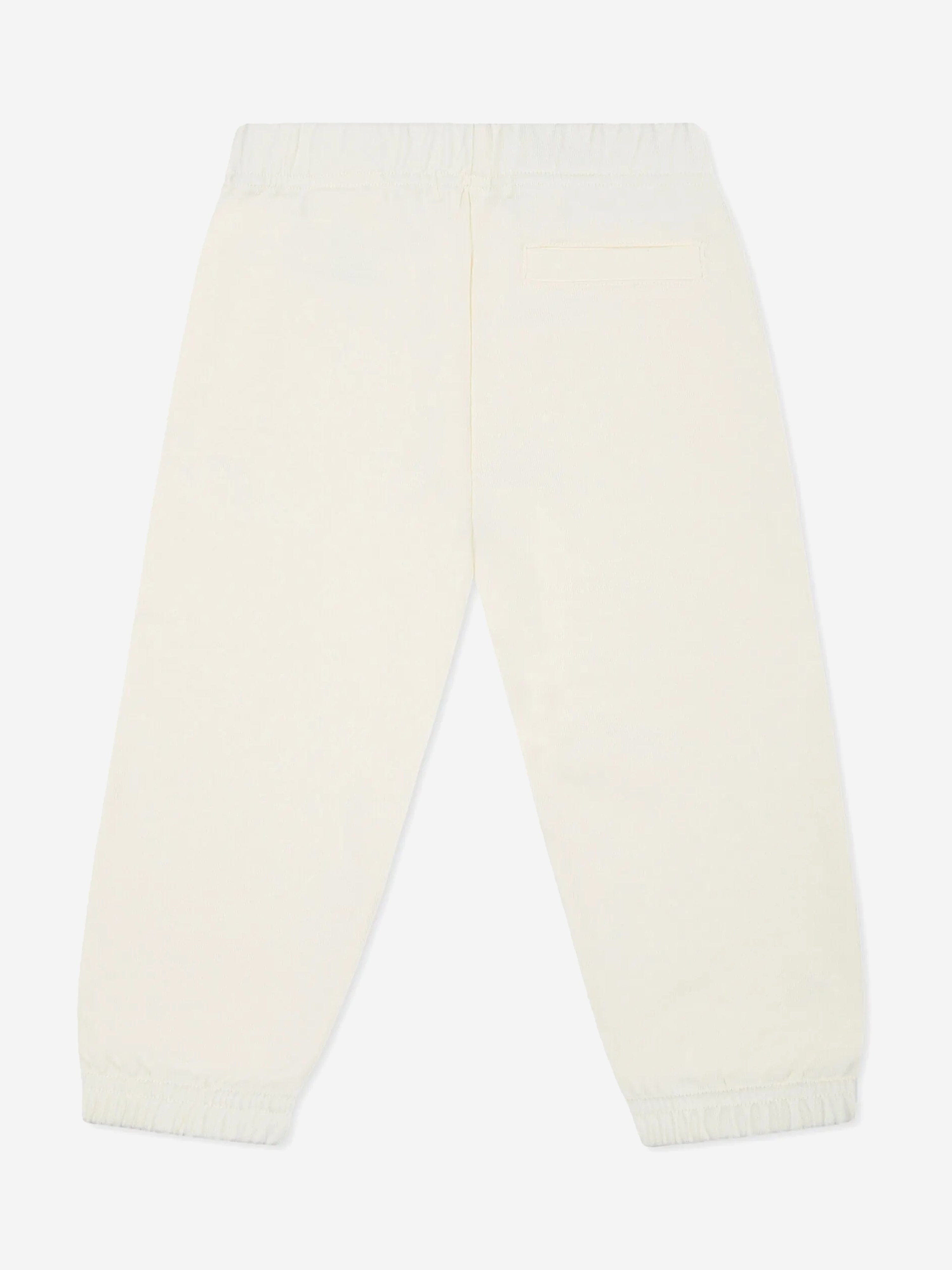 Baby Girls Logo Jogger Pants in Ivory - Soft Cotton Comfort for Playtime & Casual Outings