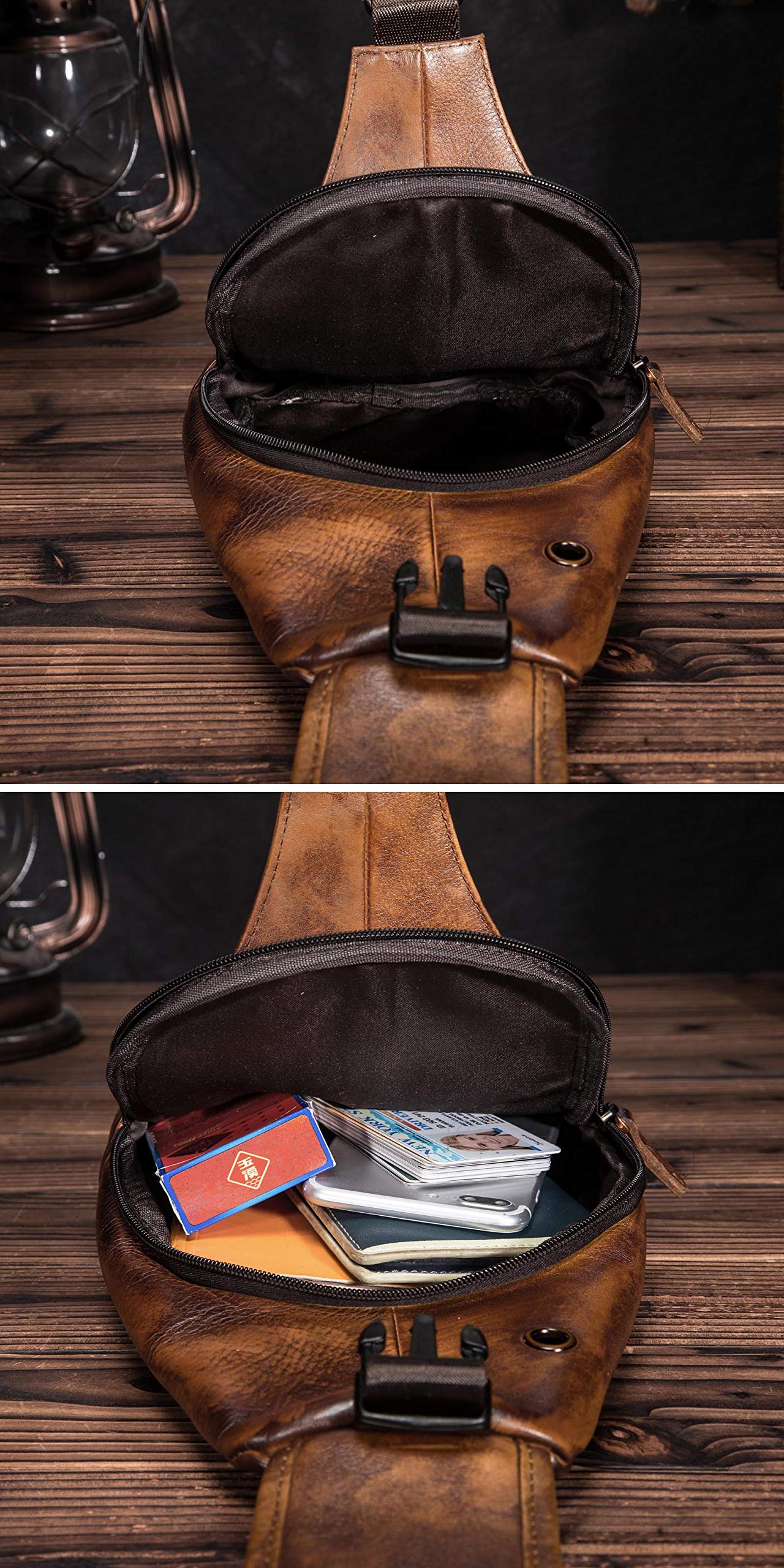 **Le'aokuu Men's Leather Crossbody Sling Bag - Stylish Casual Chest Bag for Travel, Hiking & Daily Use - Designer Shoulder Strap Bag 8015**    *Perfect for outdoor adventures, commuting, or casual outings - a versatile and fashionable accessory for men.*