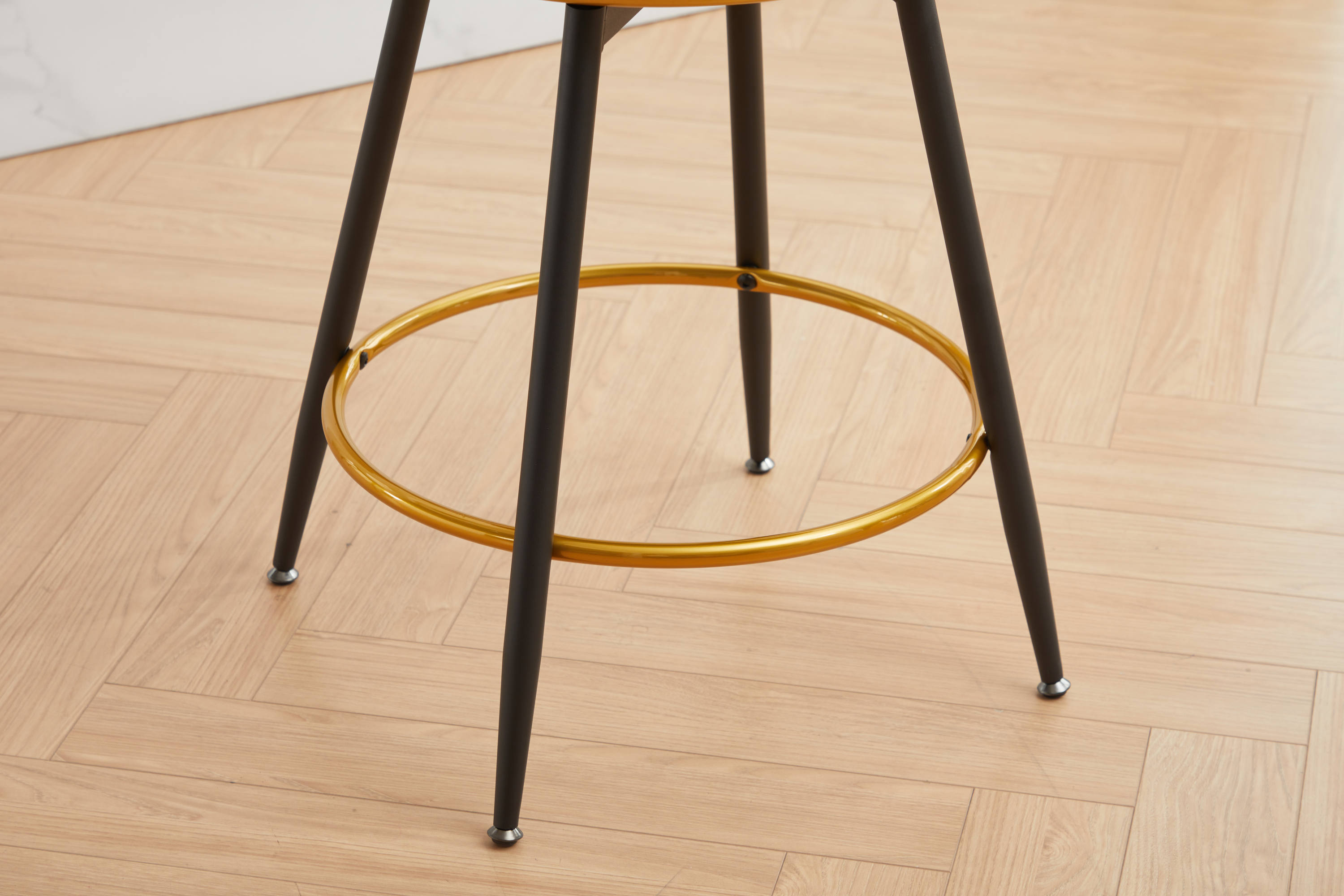Set of 2 Counter Height Bar Stools - 360° Swivel Upholstered Barstools with Back Support & Sturdy Metal Legs, 26 Inch Seat Height, Soft Velvet Fabric, Gold Footrest - Perfect for Kitchen Islands, Breakfast Bars & Home Bars