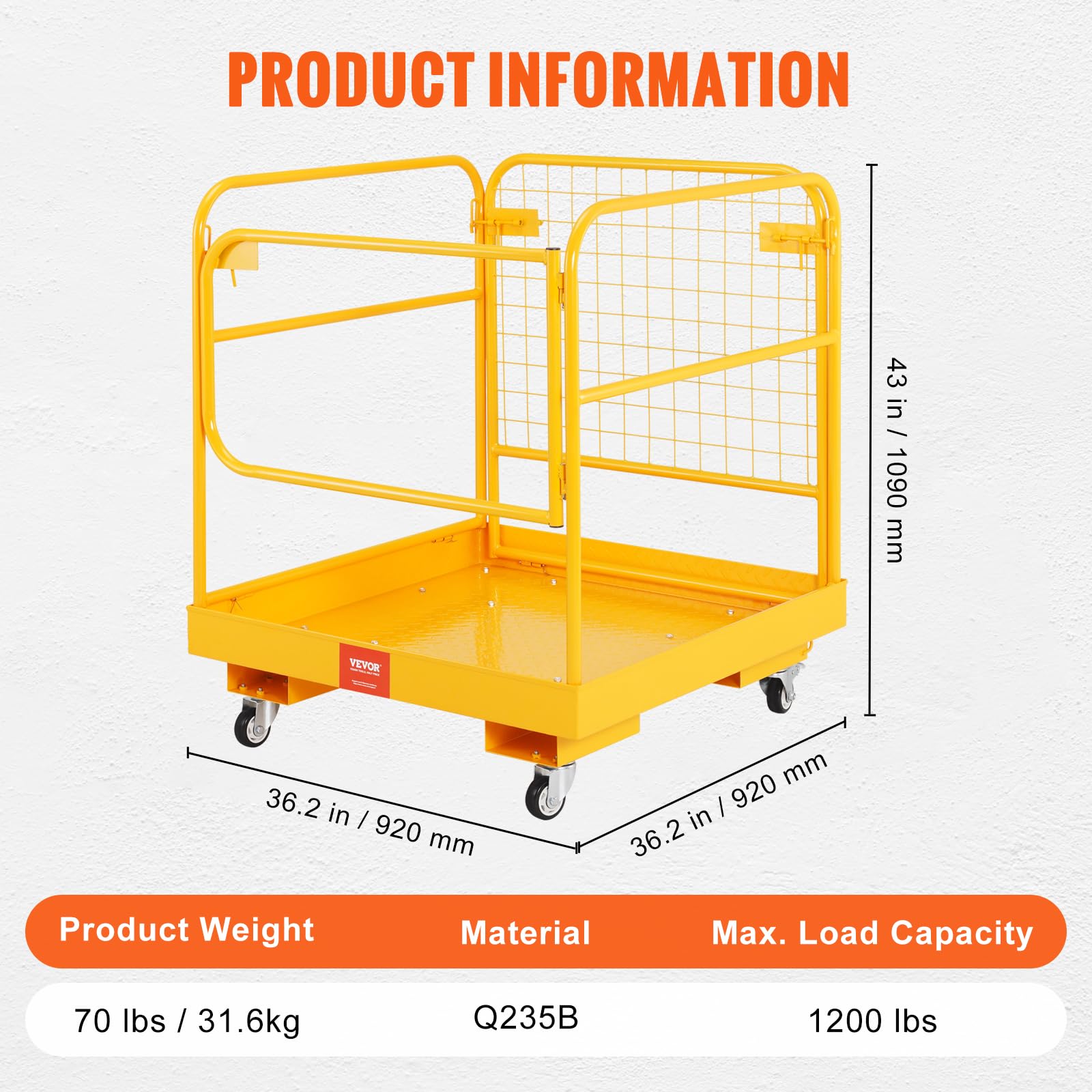 BestEquip 1200lbs Capacity Forklift Safety Cage - 36