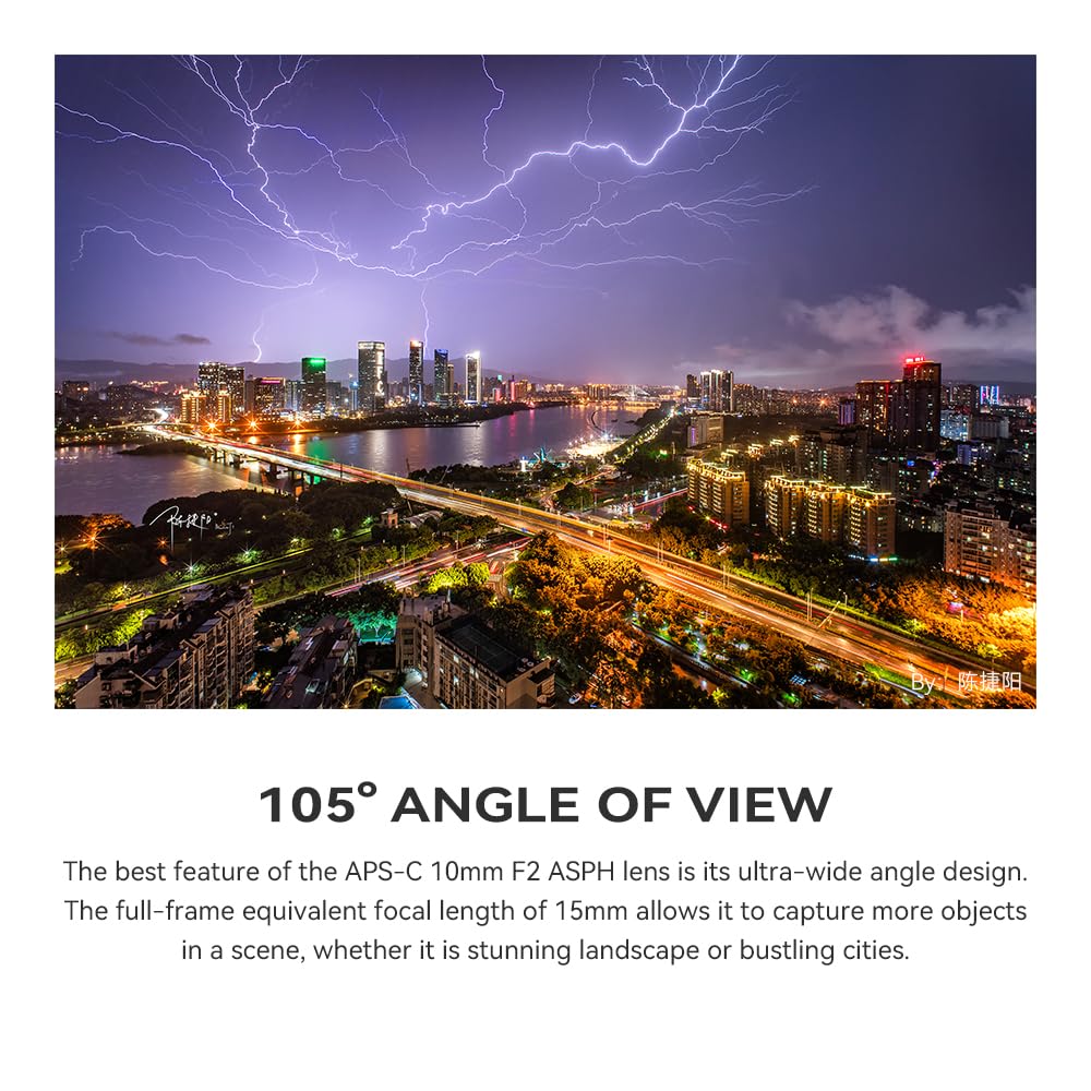 TTArtisan 10mm F2 APS-C Ultra-Wide Angle Manual Lens for Fujifilm X-Mount Cameras (XS10, X-A5, X-A7, X-M1, X-M2, X-E4, X-T1, X-T10, X-T2, X-T20, X-T3, X-T4, X-T100) - Perfect for Landscape, Architecture & Street Photography