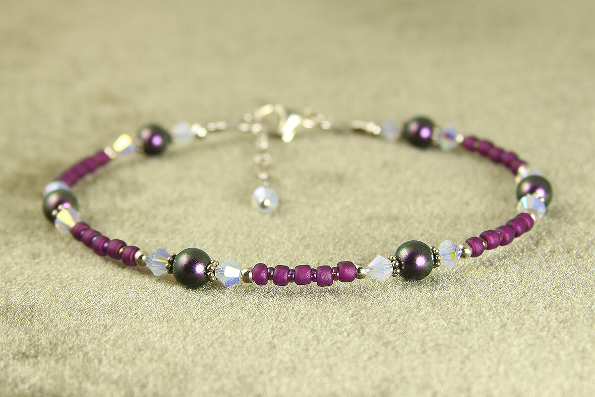 Clematis Purple Opal Beaded Anklet - Elegant Bohemian Jewelry for Women | Perfect for Summer Outfits, Beach Vacations & Festival Wear
