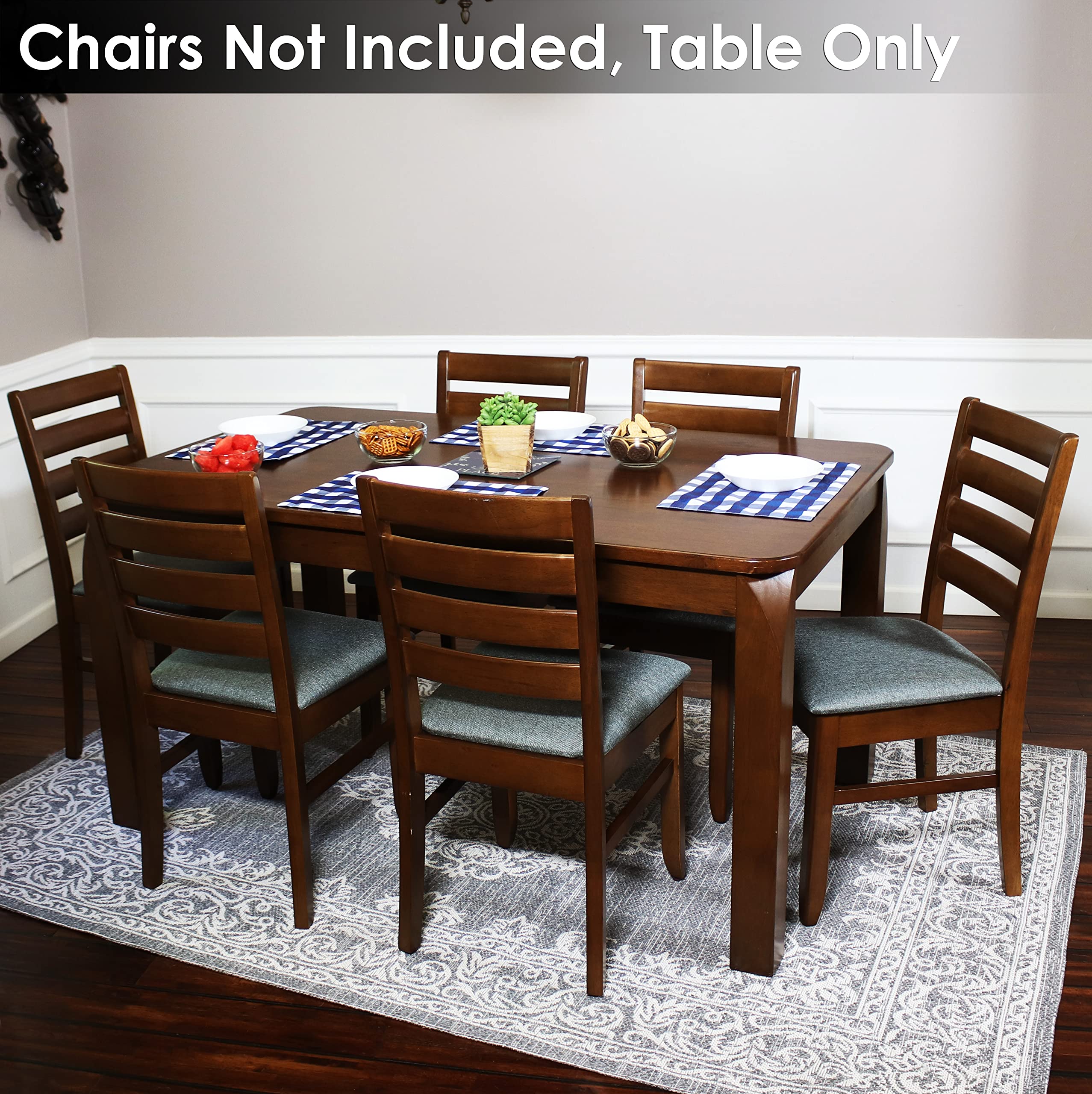Sunnydaze Dorian 5-Foot Mid-Century Modern Dining Table - Solid Rubberwood Rectangle Kitchen Table with Dark Walnut Finish - Perfect for Small Spaces, Breakfast Nooks & Contemporary Dining Rooms