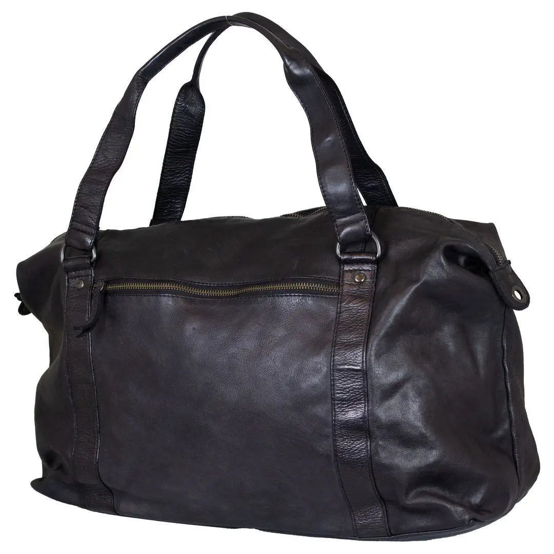 Premium BOL Black Leather Travel Duffle Bag - Waterproof Carry-On Luggage for Men & Women - Perfect for Gym, Business Trips & Weekend Getaways
