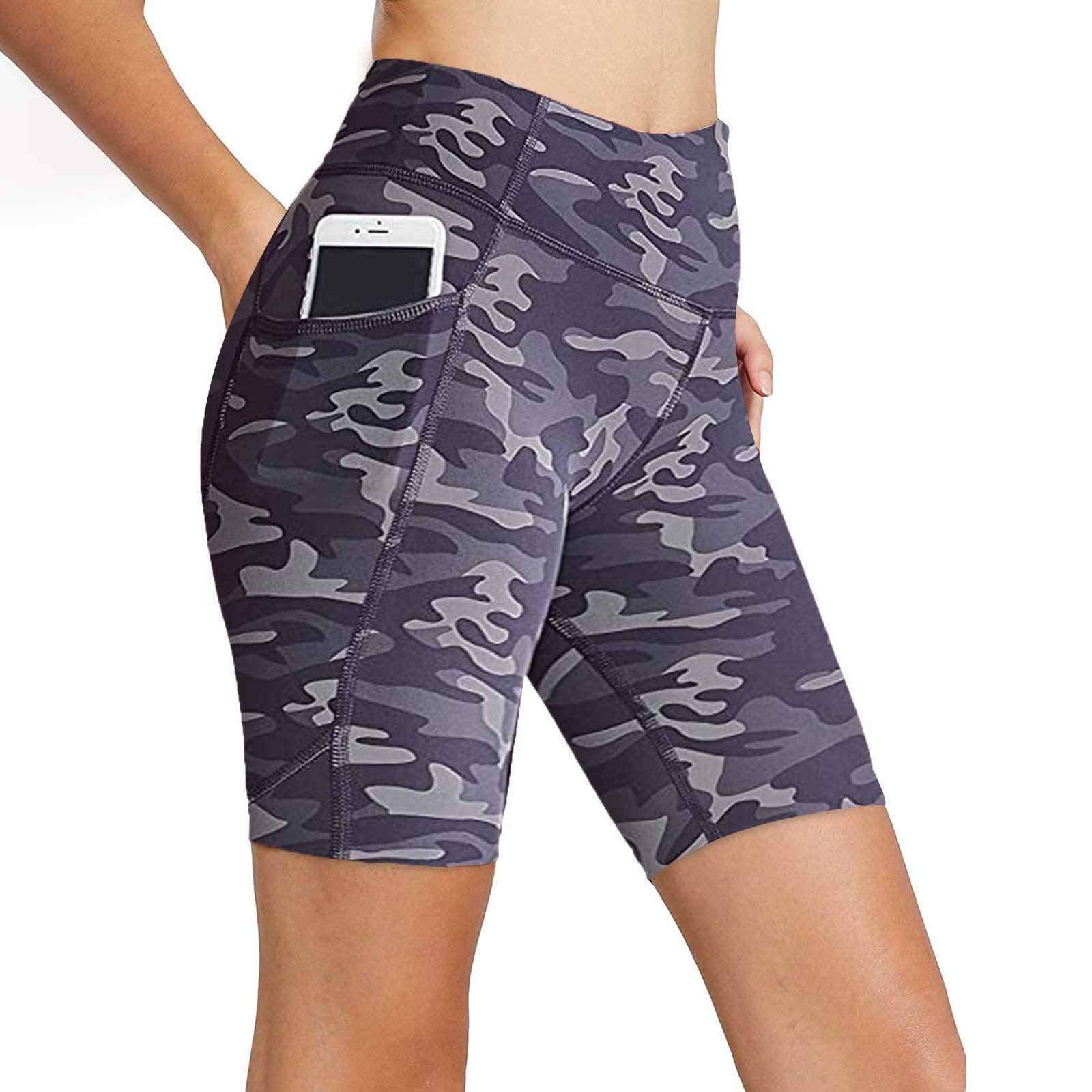 Hessimy Women's High Waist Bike Shorts with Side Pockets - Workout Yoga Running Compression Exercise Shorts for Gym, Cycling & Outdoor Activities