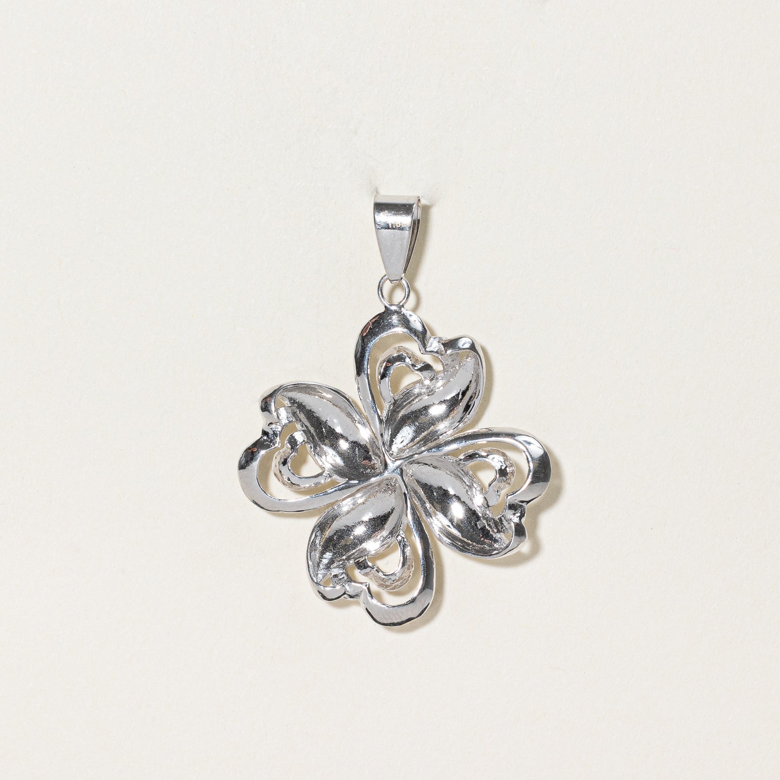 18k White Gold Four Leaf Clover Pendant Necklace - Lucky Charm Jewelry for Women, Gift for Her - Perfect for St. Patrick's Day, Birthday & Anniversary