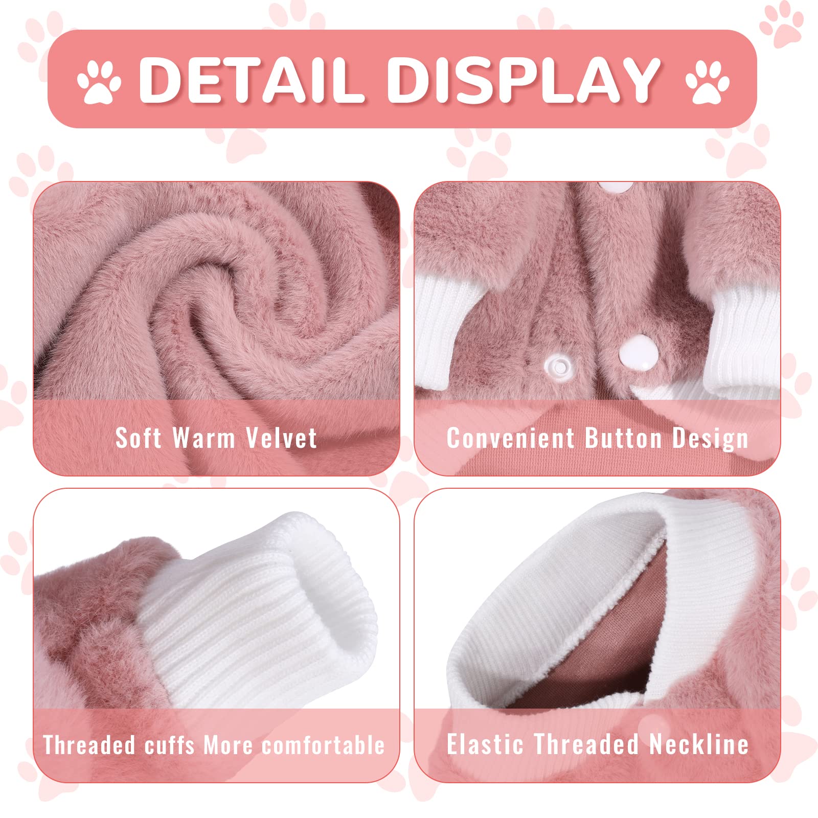 Demigreat Winter Warm Plush Small Dog Sweater Coat with Buttons - Soft Puppy Clothes for Small Dogs & Cats - Cozy Cold Weather Apparel for Boy or Girl Pets - Perfect for Outdoor Walks & Indoor Comfort