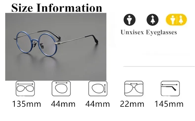 Stylish Unisex Full Rim Round Titanium Eyeglasses Frame 1102 - Lightweight & Durable for Work, Reading & Everyday Wear