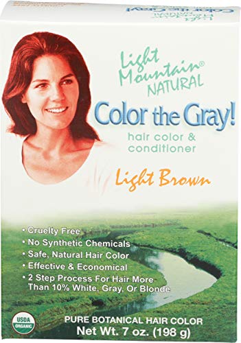 Light Mountain Natural Hair Color - 7 oz Light Brown Powder for Gray Coverage | Vegan, Chemical-Free Hair Dye for Home Use