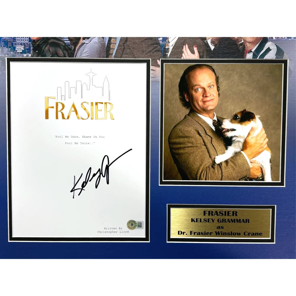Kelsey Grammer Autographed Frasier Script Framed Collage with BAS COA - Signed Memorabilia for TV Show Fans & Collectors - Perfect for Home Theater, Office Decor, or Gift Giving