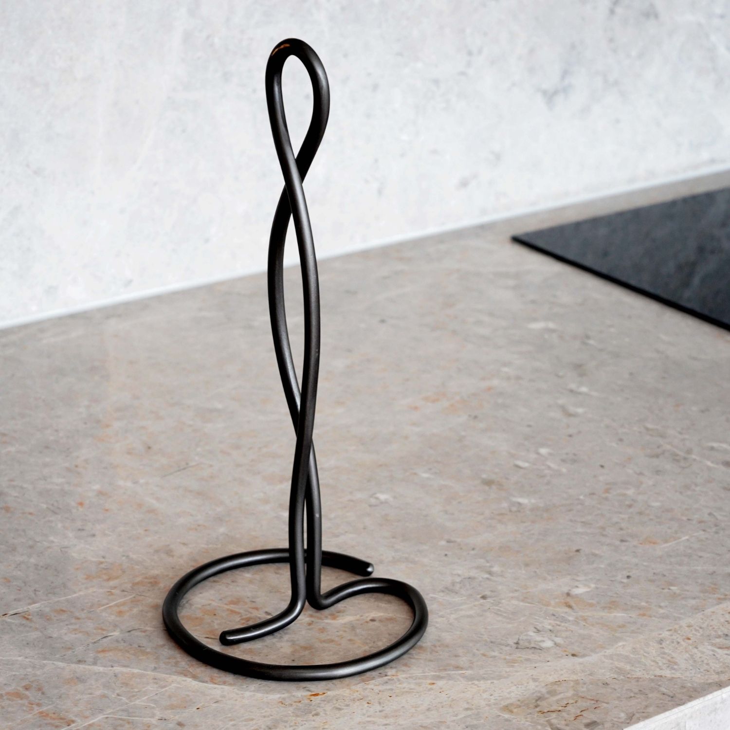 FERM LIVING Curvature Paper Towel Holder - Black Brass Modern Kitchen Countertop Organizer for Stylish Home Decor