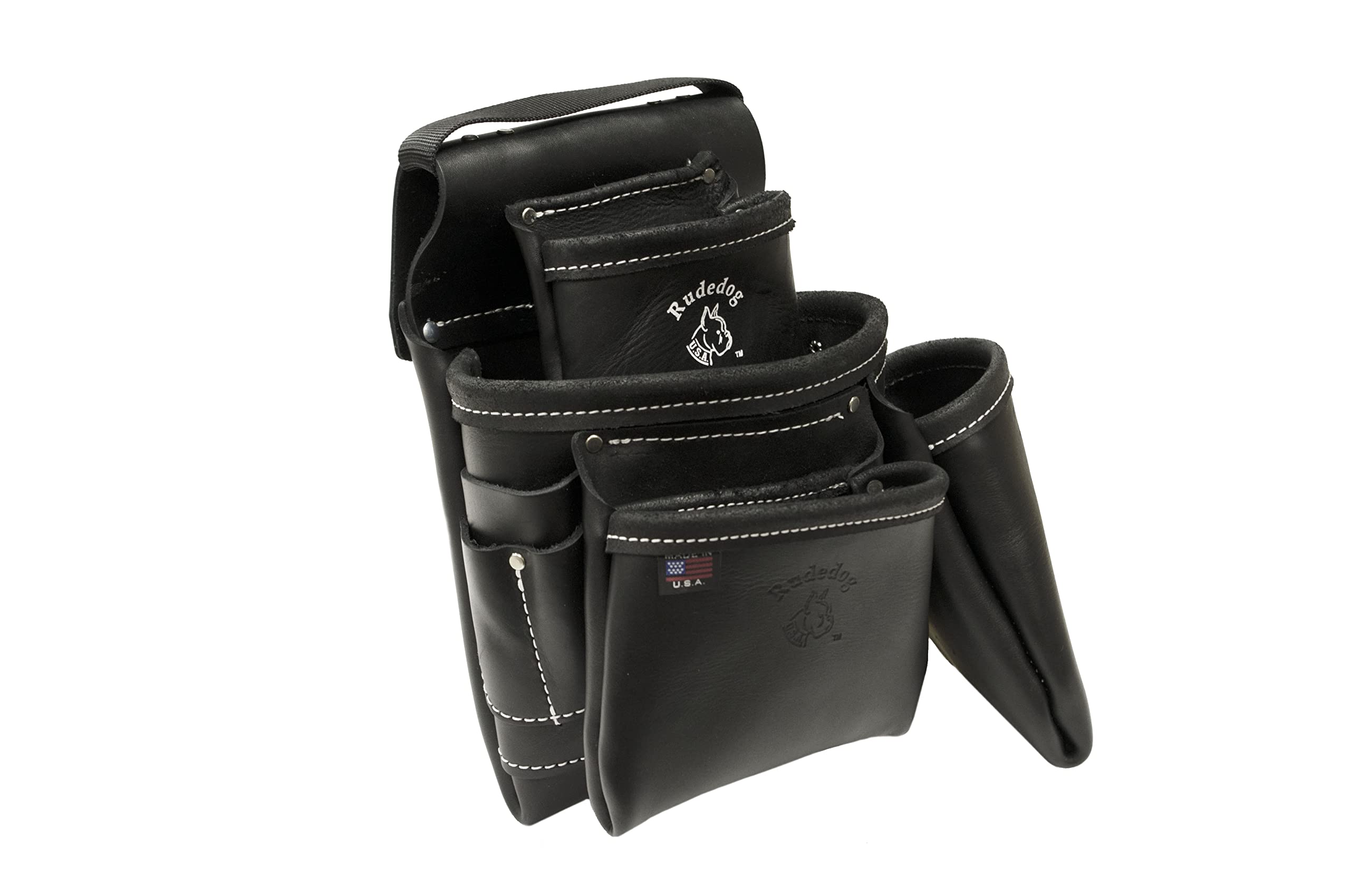 Premium Heavy-Duty Carpenter Leather Nail Bag with Long Pouch - Professional Tool Belt for Woodworking & Construction - Durable Workwear Accessory for Carpenters, Roofers & DIY Projects - RUDEDOG USA #1253