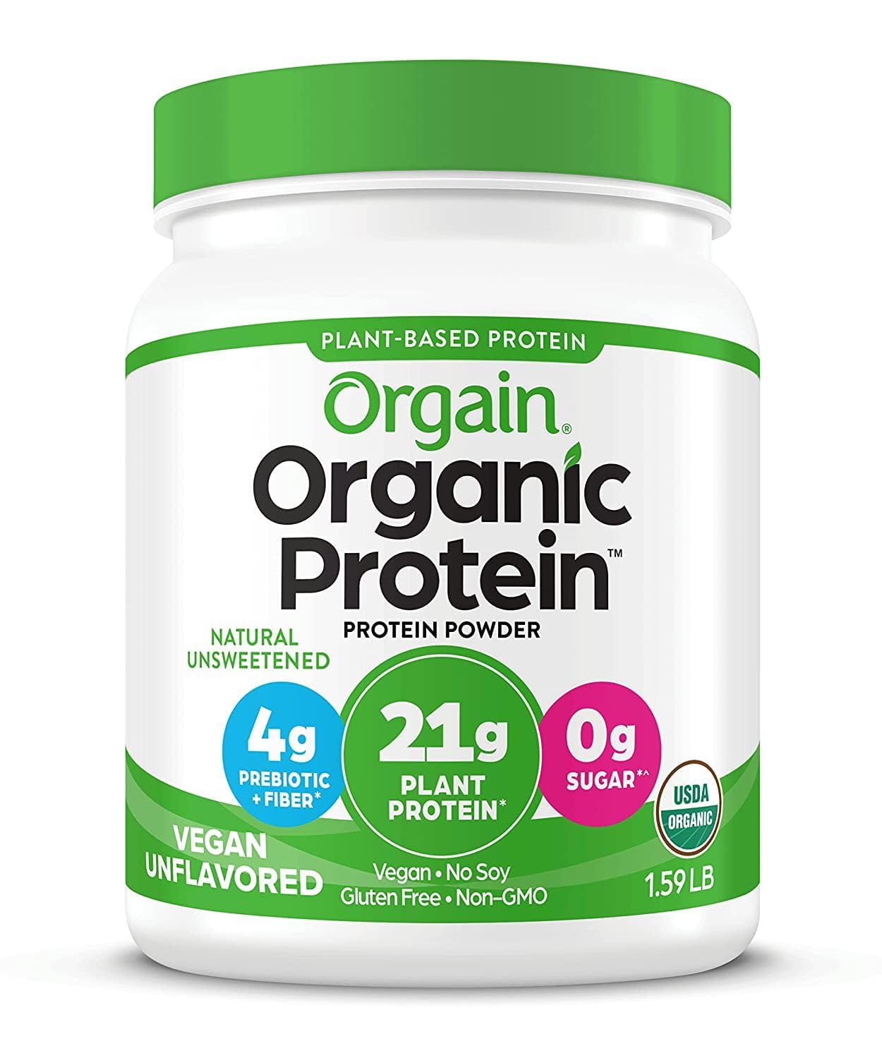 Orgain Organic Unflavored Vegan Protein Powder - 21g Plant-Based Protein, Dairy Free, Gluten Free, No Sugar Added, Soy Free, Non-GMO, 1.59 lb | Perfect for Smoothies, Baking & Post-Workout Recovery (Packaging May Vary)