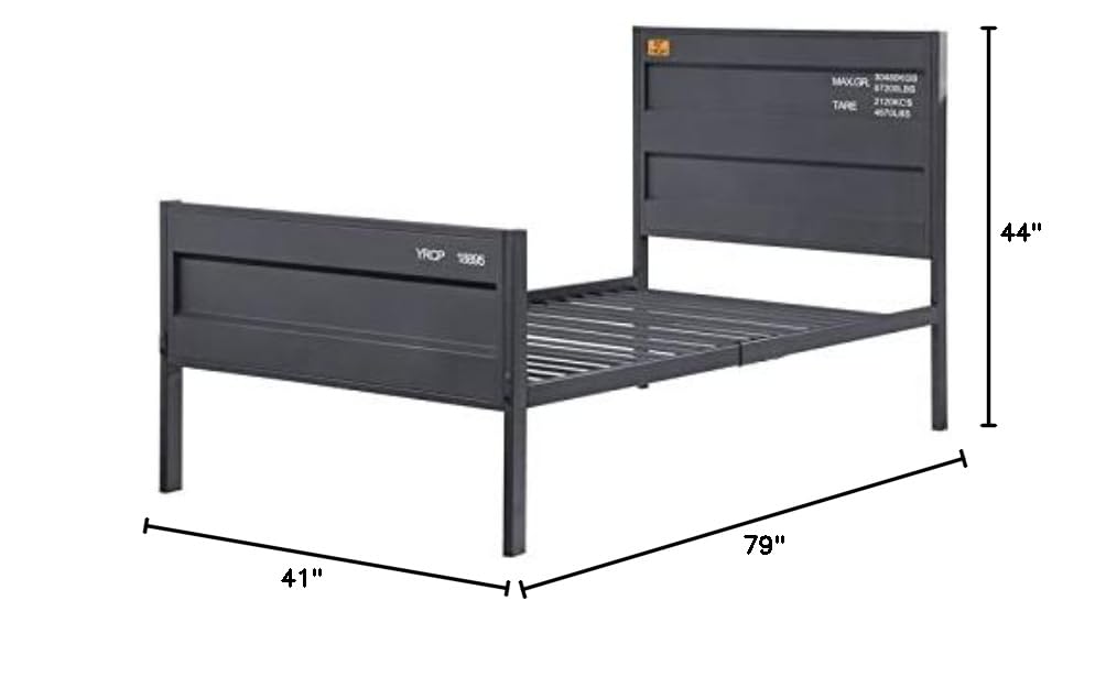 Rosebery Kids Cargo Twin Panel Toddler Bed in Gunmetal - Sturdy & Safe Toddler Bed for Boys & Girls - Perfect for Nursery, Daycare or Kids' Room Transition from Crib