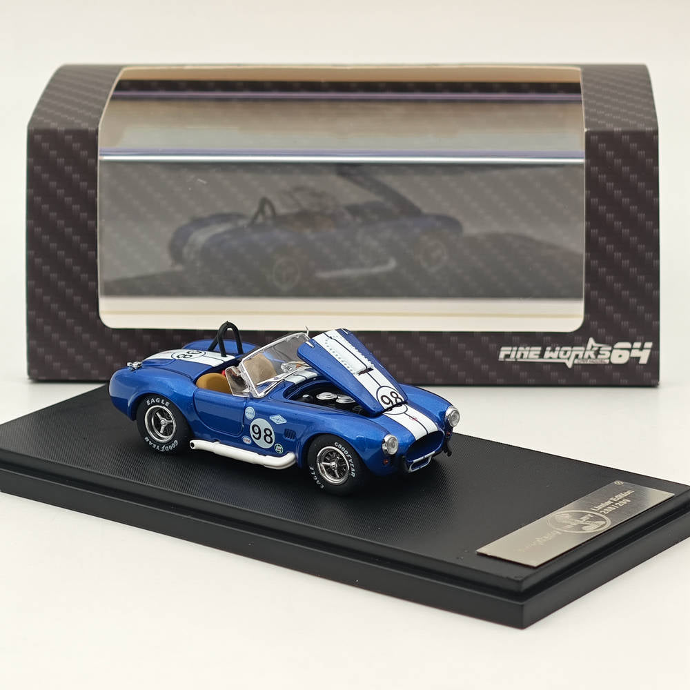 1/64 Scale Ford Shelby Cobra 427 Blue Diecast Model Car - Collectible Alloy Replica with Power Cap | Perfect for Car Enthusiasts, Display Cases & Gift Giving