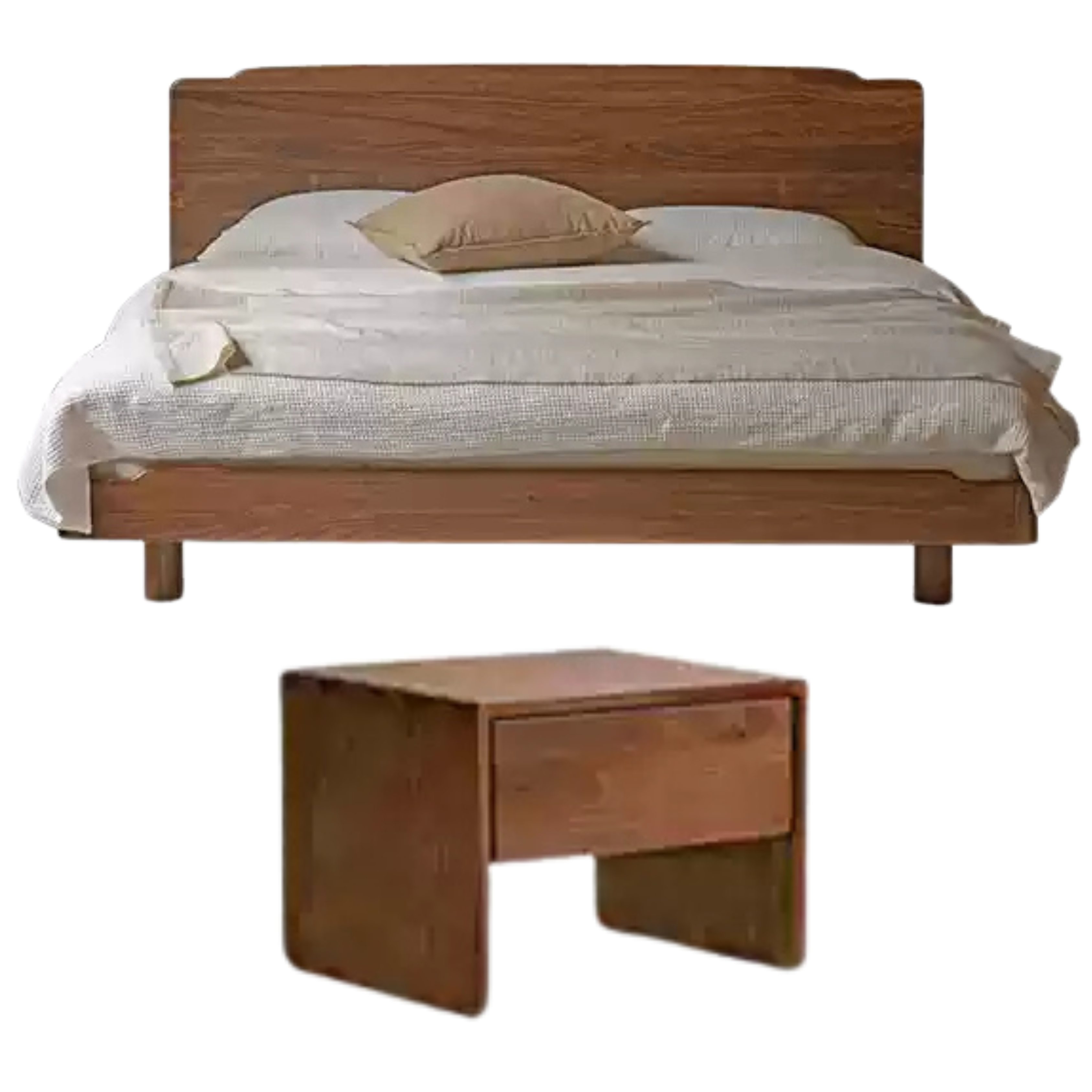 Solid Black Walnut Wood King Size Bed with LED Lighting - Perfect for Master Bedroom, Guest Room & Luxury Home Decor