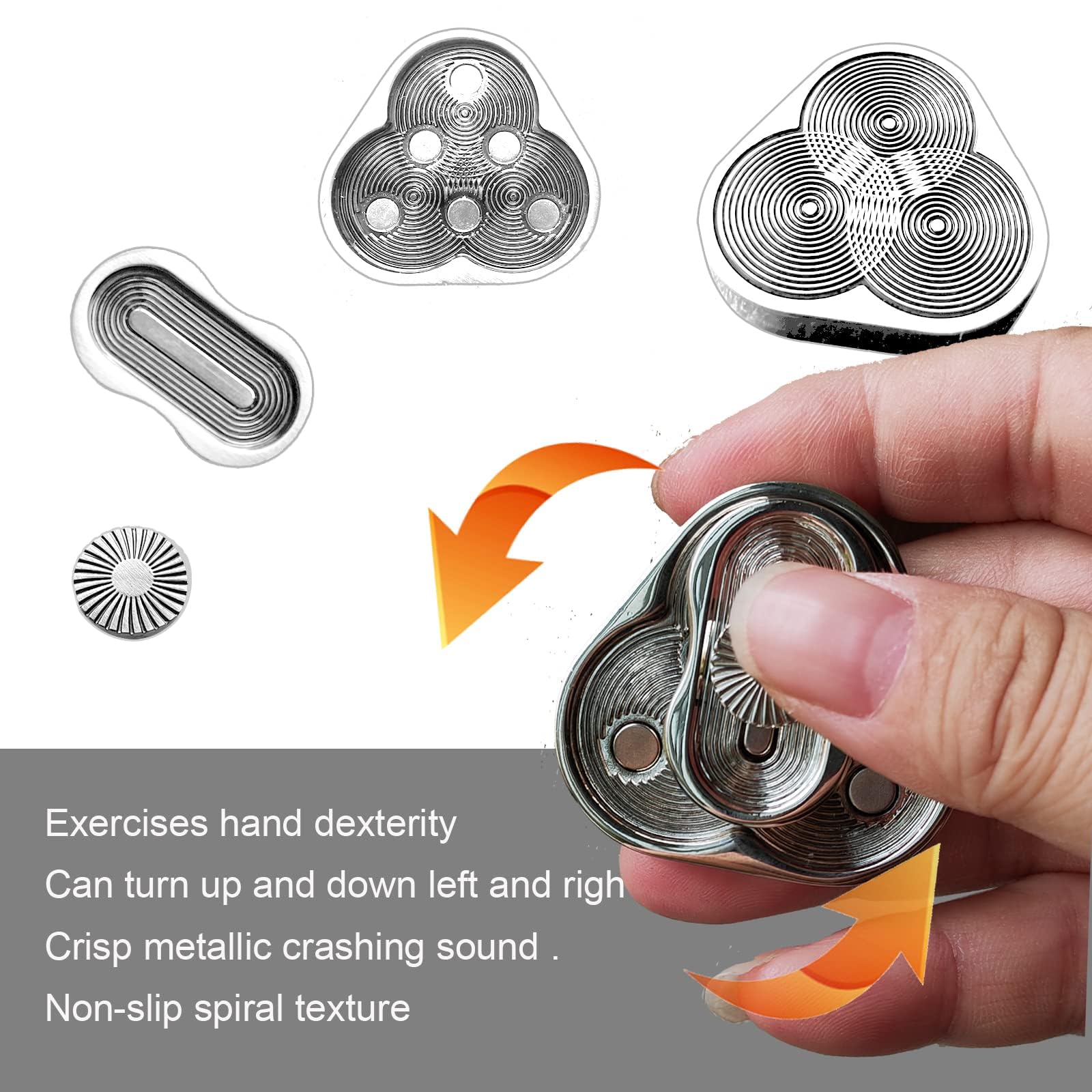 Premium Metal Fidget Slider - Triangle Rotation & Clover Shape EDC Stress Relief Toy for Adults with ADHD | Anxiety Reducing Office Desk Gadget | Perfect for Work, Study & Focus Enhancement (Silver)