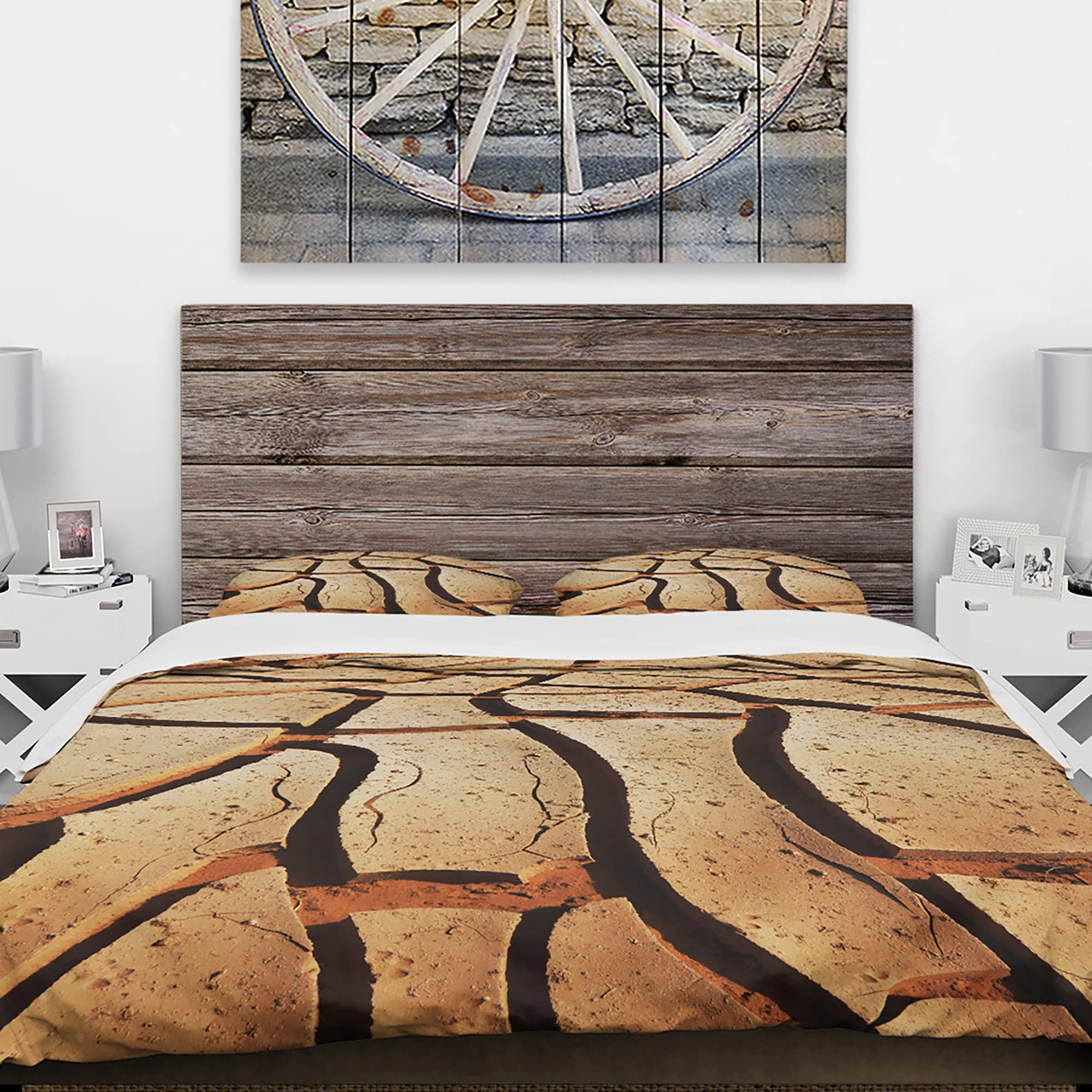Cracked Brown Drought Land Country Duvet Cover Set - Twin Size Brown Landscape Bedding Set (3-Piece) | All-Season Comfort for Farmhouse, Rustic & Country Style Bedrooms