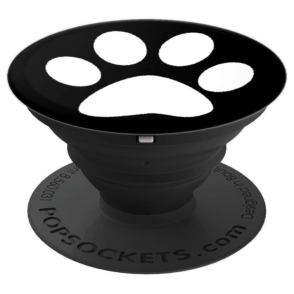 Cute Paw Print Dog PopSockets - Swappable PopGrip for Phone & Tablet (White/Black) - Perfect Gift for Dog Lovers, Pet Owners & Animal Enthusiasts - Use at Home, Office or On-the-Go