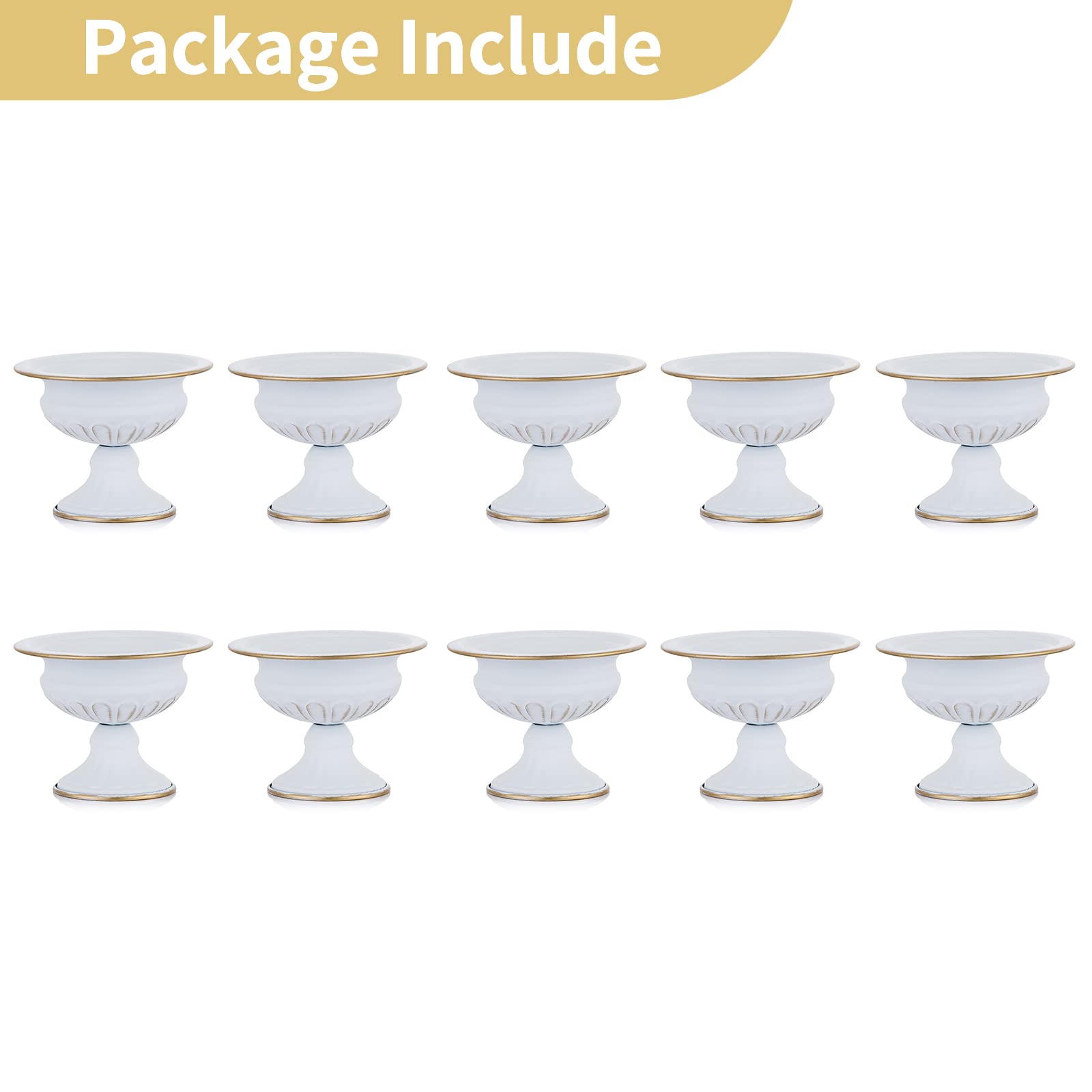 10-Pack Mini Metal Urn Planters - Elegant Wedding Centerpiece Vases for Wedding Party Decor, 4.96