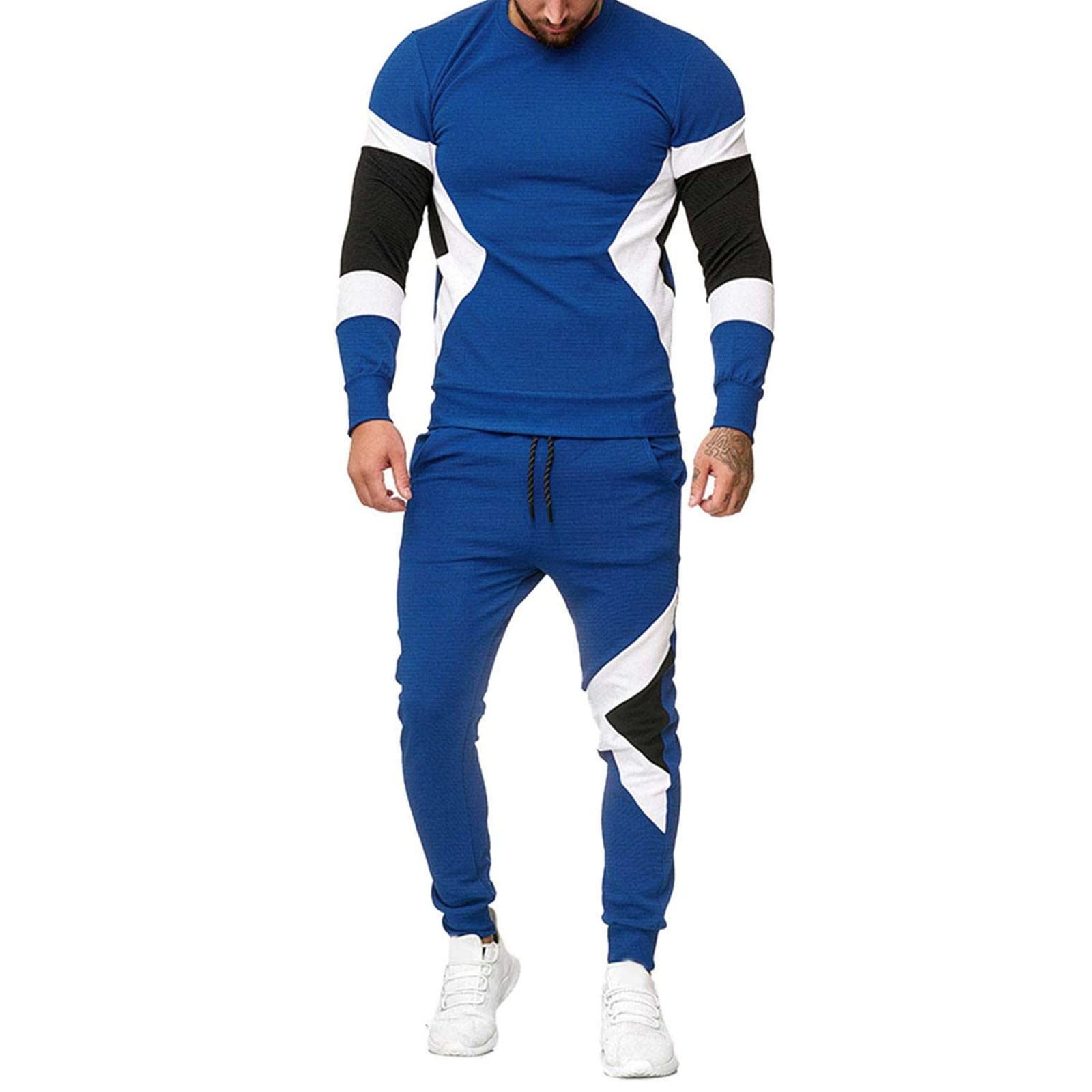 Men's Color Block Hoodie & Joggers 2-Piece Jogging Suit Set - AW-1452 | Casual Sportswear for Running, Gym & Lounge Wear