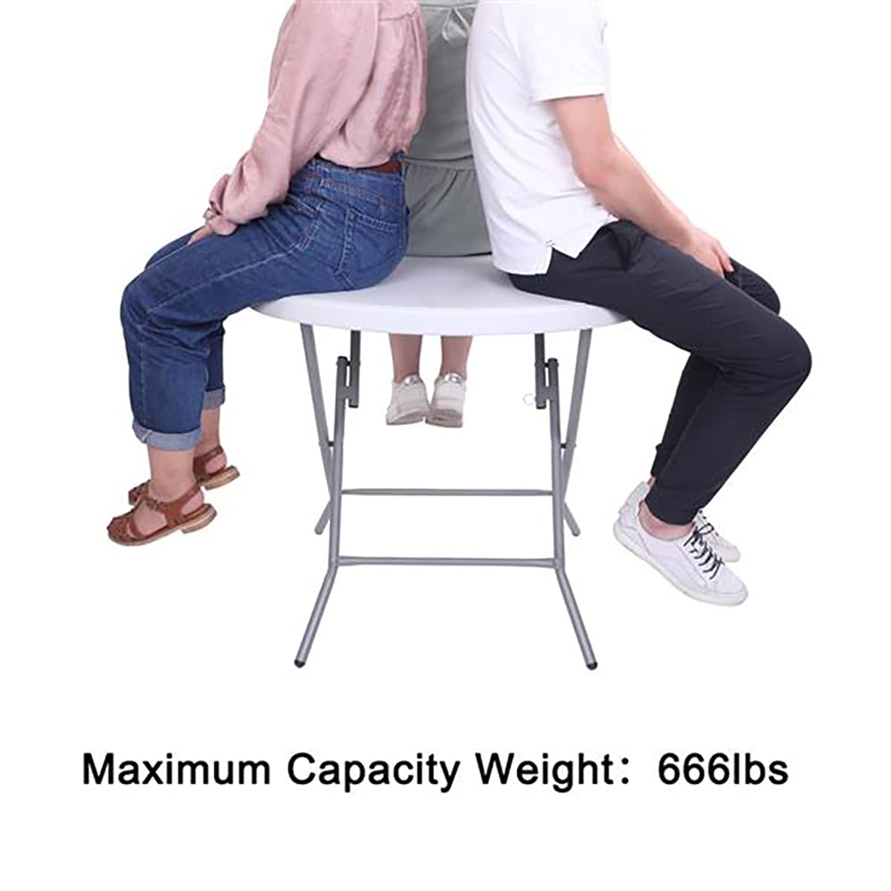 32 Inch Round Folding Table with Chairs - Heavy Duty 881.85Lb Capacity, Fold-in-Half Design with Carrying Handle & 4 Steel Feet - Perfect for Backyard, Garden, Beach, Picnic, Party, Camping & Outdoor Events (32in)