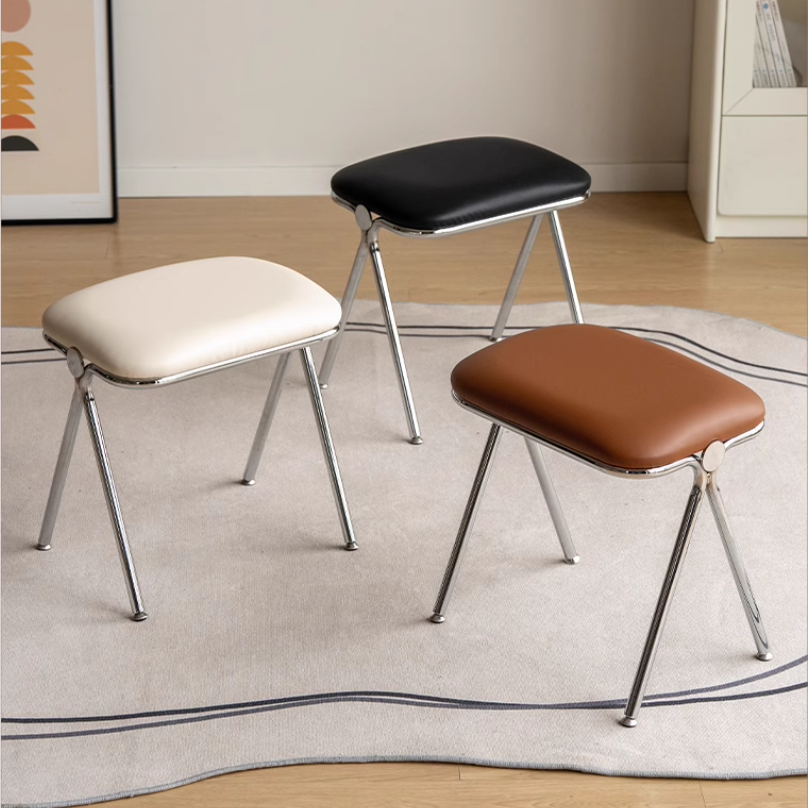 Organic Leather Soft Makeup Stool - Waterproof & Durable Vanity Seat with Storage for Bedroom, Salon, or Dressing Room - Perfect for Makeup Artists & Home Decor