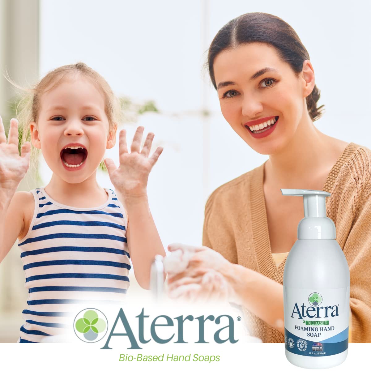 Aterra® Eco-Friendly Foaming Hand Soap Refill - 18oz Bulk Pack of 12 | Natural Plant-Based Formula for Kitchen, Bathroom & Office Use