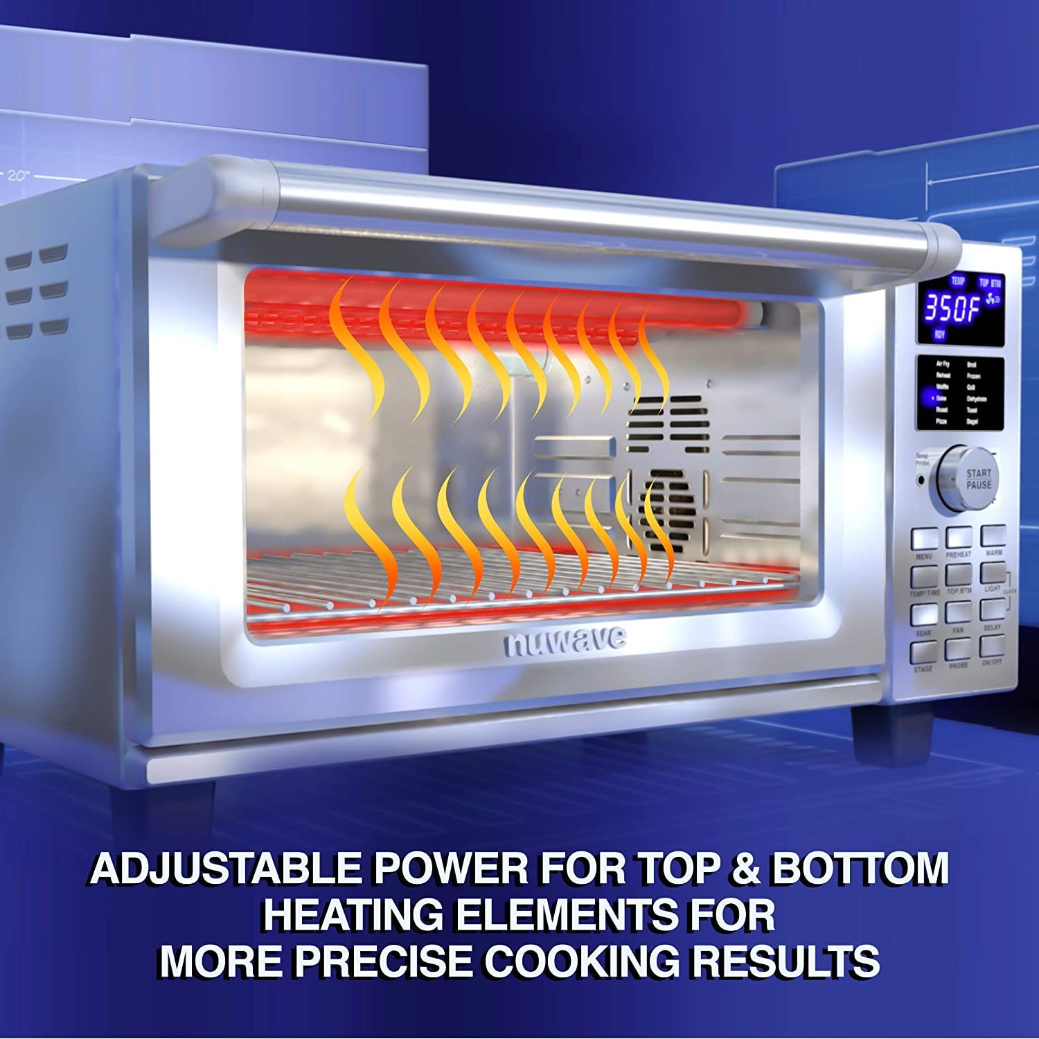 **Nuwave Bravo Air Fryer Toaster Oven Combo - 12-in-1 Smart Convection Countertop Oven, 30QT with Digital Temperature Probe, Tray, Basket & Fry Rack - Perfect for Baking, Roasting, and Air Frying at Home**