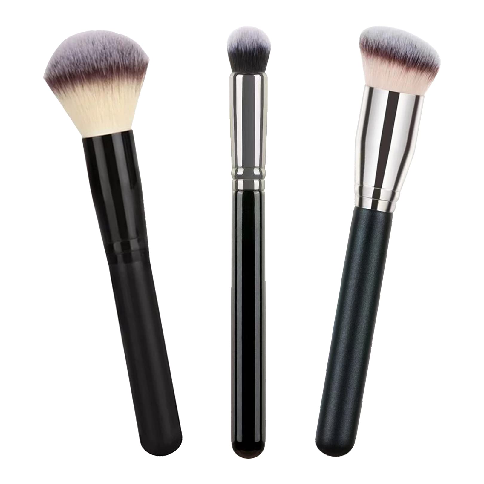 3 Pcs Makeup Brush Set - Foundation Brush, Concealer Brush & Blush Brush for Flawless Liquid, Cream & Powder Application | Perfect for Blending, Buffing & Sculpting | Ideal for Daily Makeup, Professional Use & Travel