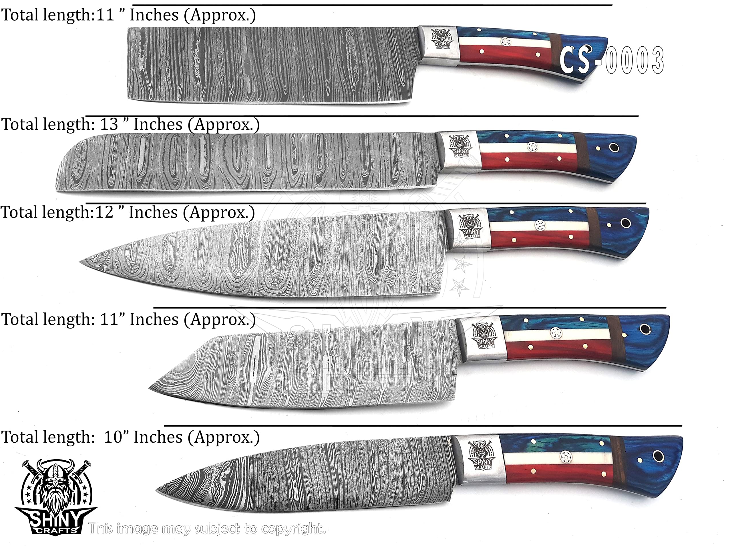 Premium Damascus Steel Chef Knife Set - Handcrafted Wood Handle Kitchen Knives with Razor-Sharp Blade & Leather Pouch Roll | Perfect for Professional Chefs, Home Cooking & Culinary Gifts (CS-03)