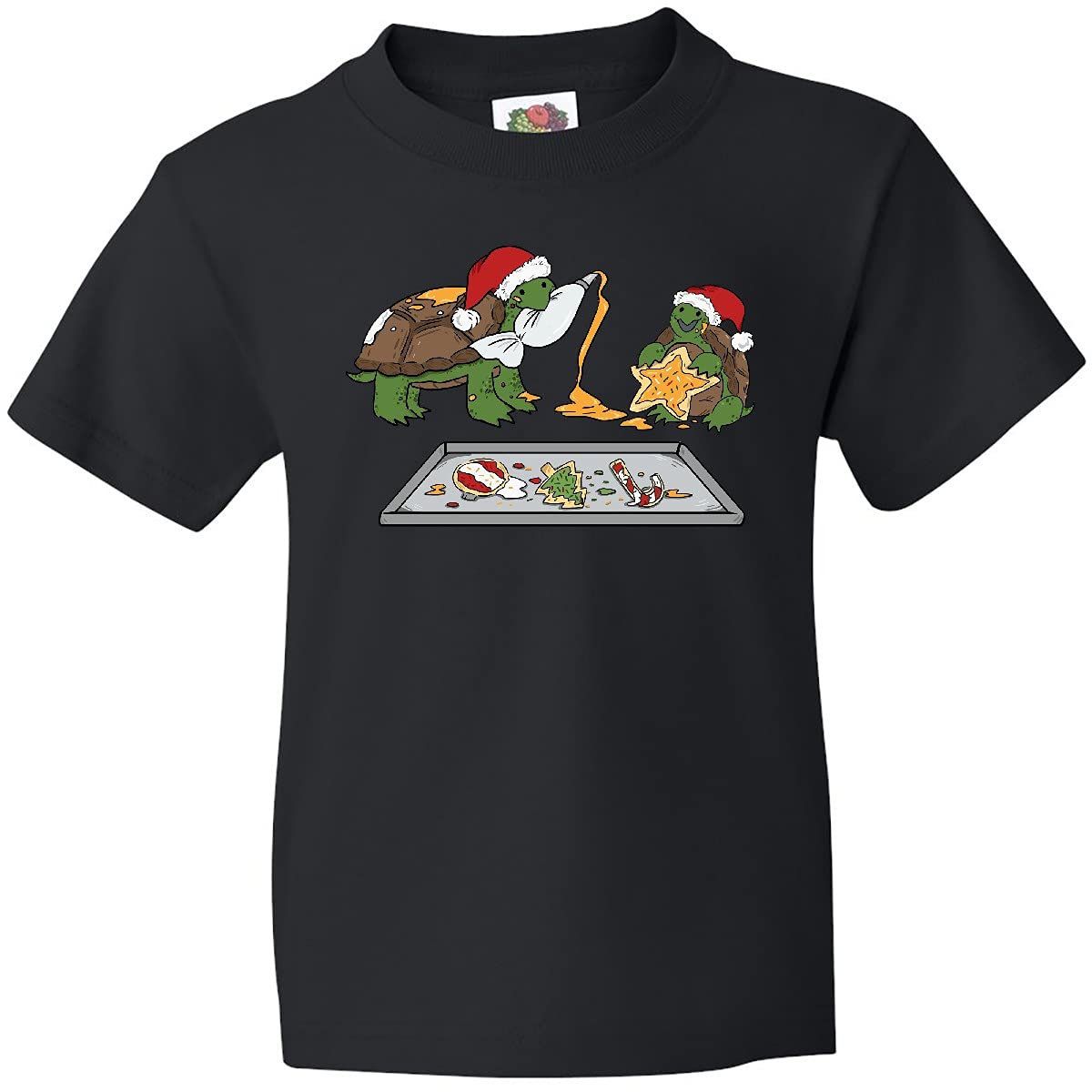 Inktastic Cute Turtles Baking Christmas Cookies Youth T-Shirt | Funny Holiday Graphic Tee for Kids | Perfect Christmas Gift & Family Matching Outfits