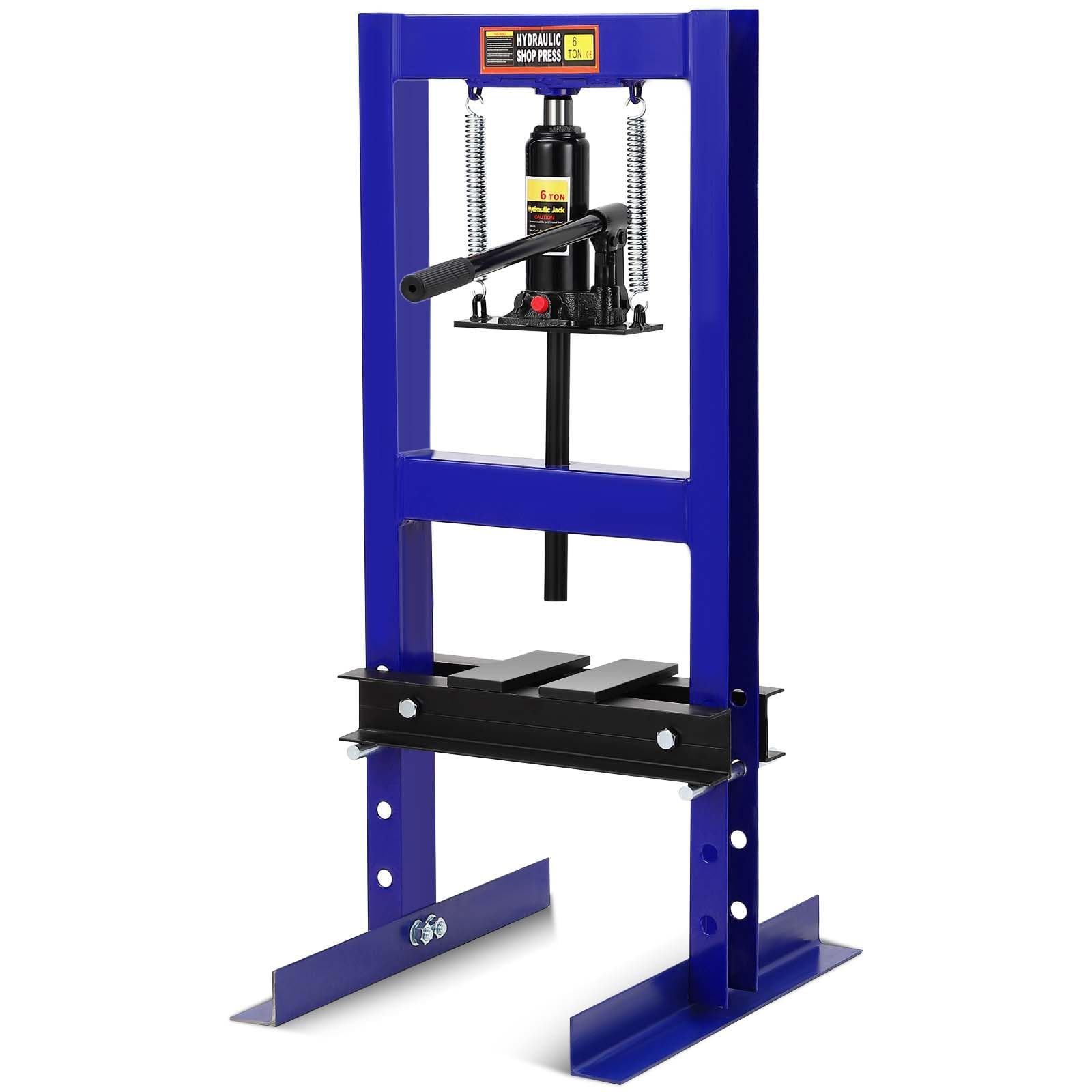 6 Ton H-Frame Hydraulic Shop Press with Adjustable Height & 2 Steel Press Plates - Heavy Duty Metal Bending, Bearing Removal, and Auto Repair Tool for Home Garage & Workshop