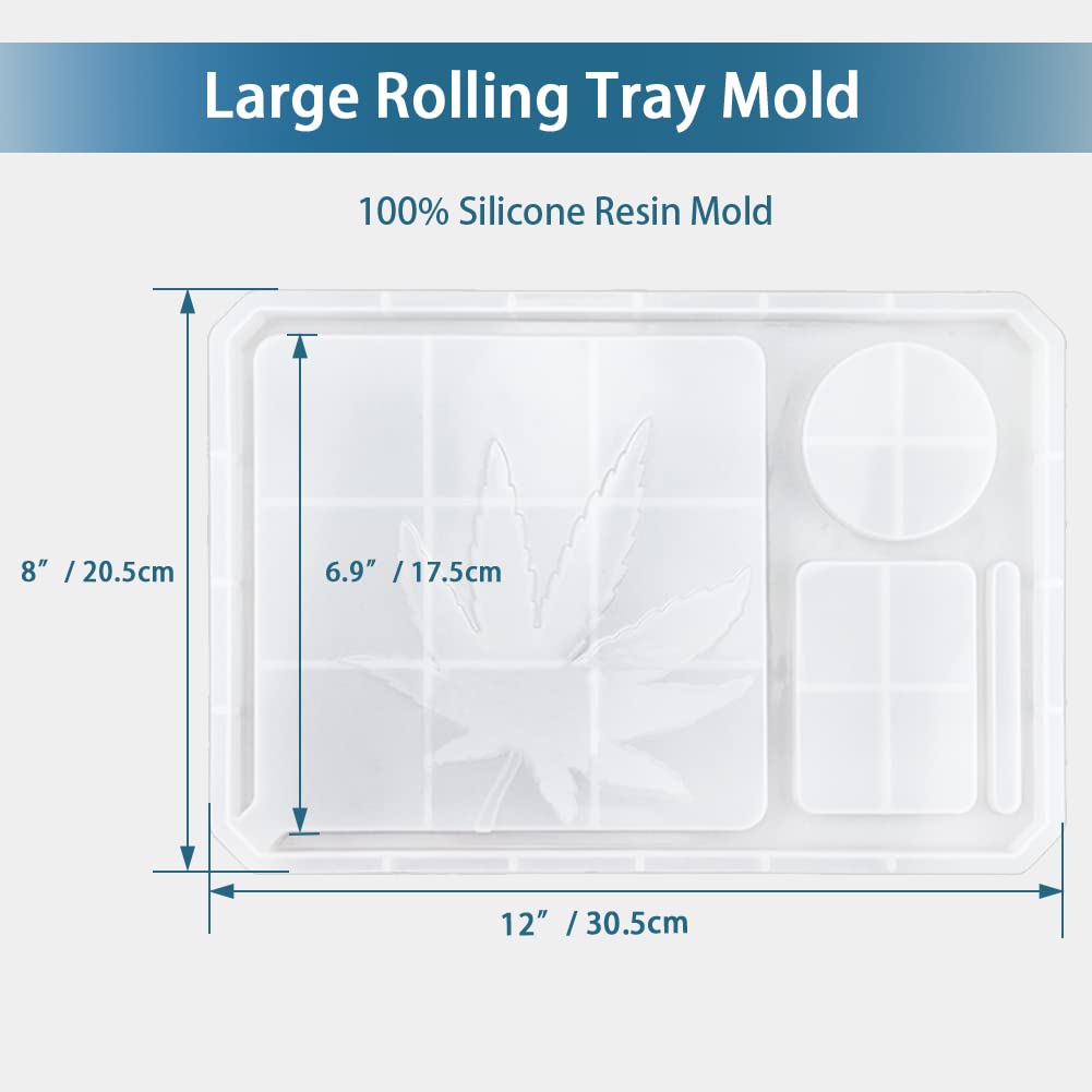 5 PCS Silicone Resin Molds Set with Large Rolling Tray & Grinder Mold - DIY Epoxy Resin Casting Kit for Jewelry Making, Home Decor, and Craft Projects - Perfect for Resin Art, Storage, and Creative Gifts