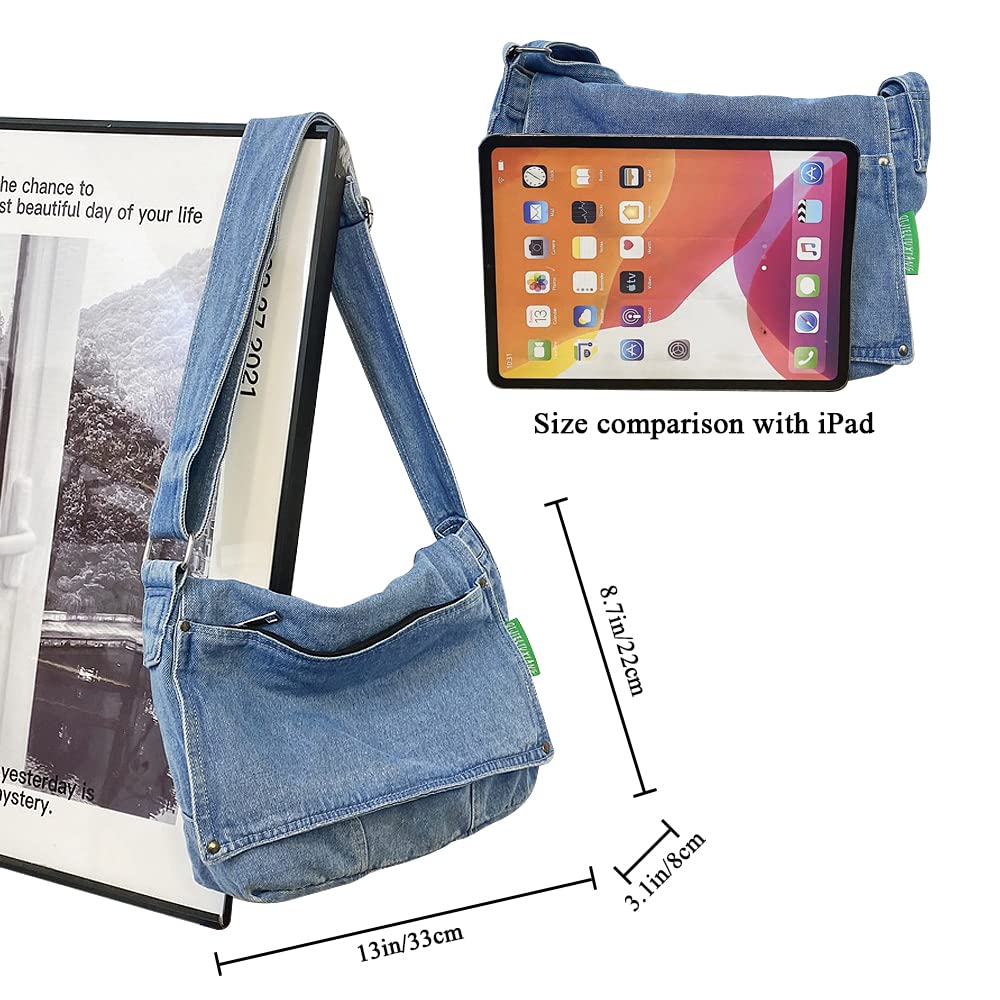 Women's Fashion Denim Crossbody Bag - Large Capacity Tote Shoulder Bag with Wide Strap for Work, Shopping & Travel | Perfect for Daily Commute, Office & Weekend Outings
