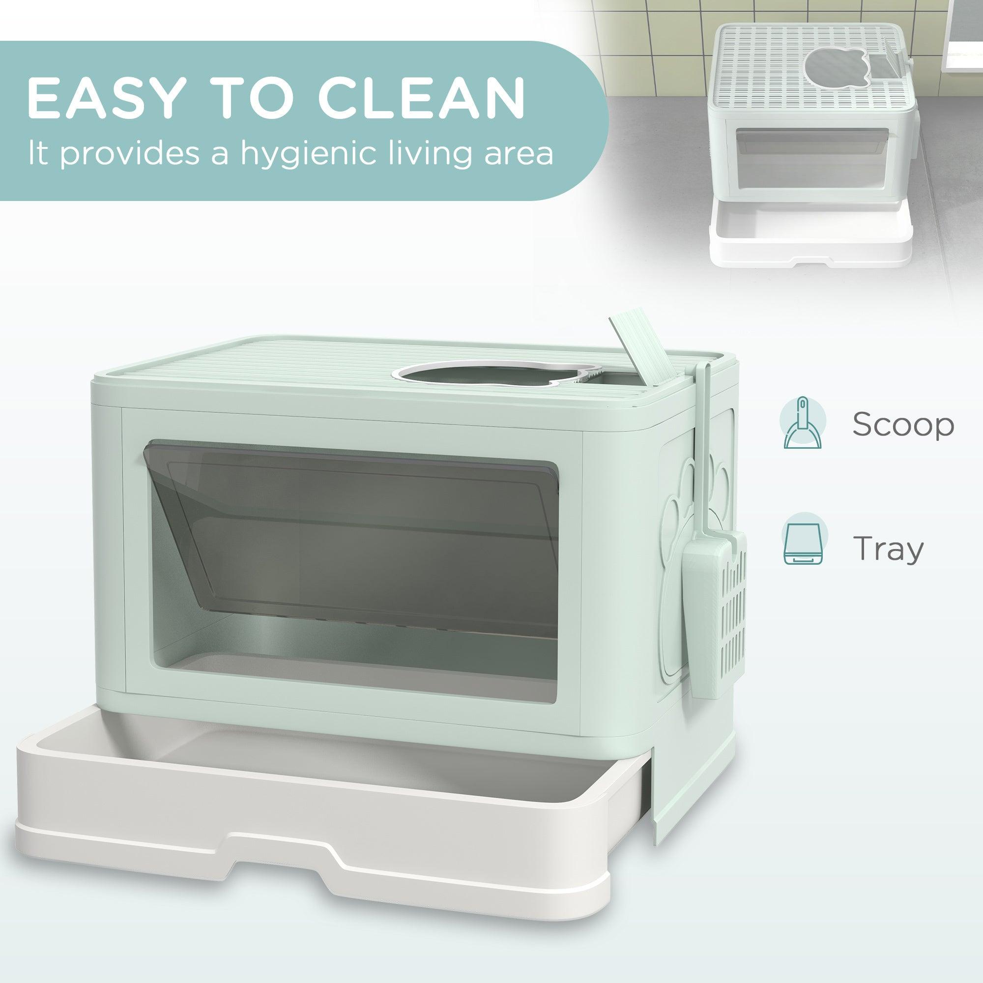 **Odor Control Enclosed Cat Litter Box with Scoop & Pull-Out Tray - Front Entry, Top Exit Design for Easy Cleaning - Perfect for Small Spaces & Multi-Cat Homes**
