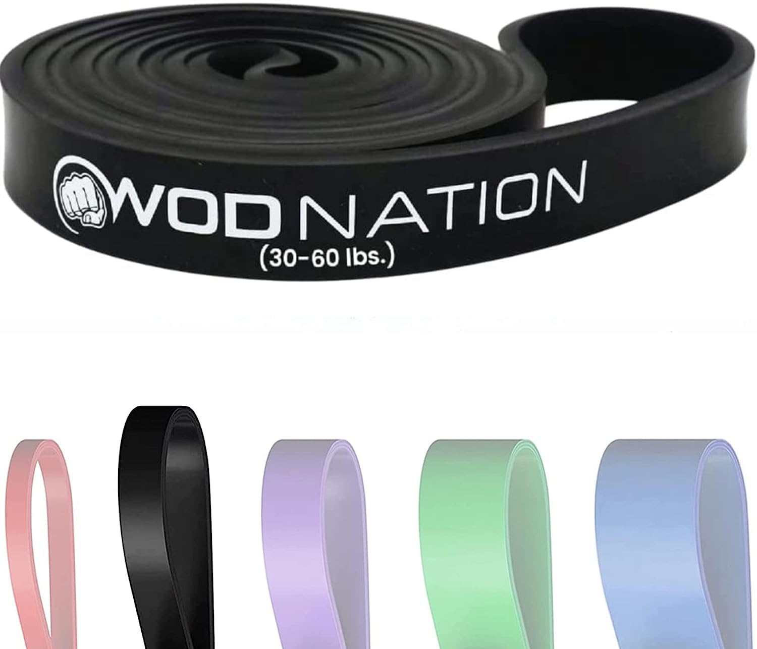 WOD Nation Pull Up Assistance Bands (10-175lbs Resistance) - Premium Workout Bands for Pullups, Chin Ups, Strength Training & Mobility Exercises - 41 Inch Fitness Straps - Perfect for Home Gym, CrossFit & Bodyweight Training