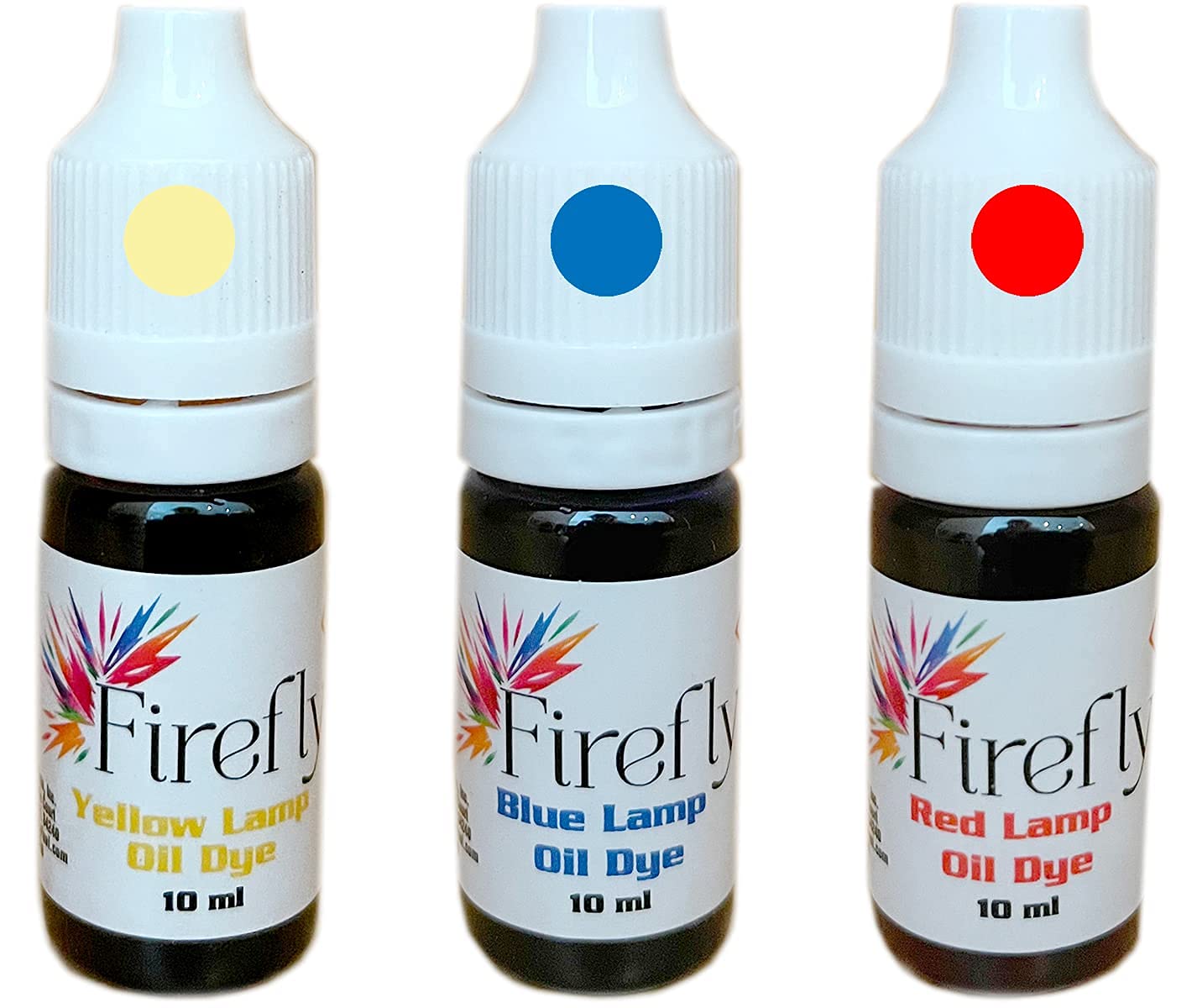 Firefly Colored Lamp Oil & Candle Dye 3-Pack - Yellow, Green, Red, Blue Paraffin Oil for Liquid Lamps - Smokeless, Odorless - Perfect for Home Decor, Outdoor Lighting & Romantic Ambiance