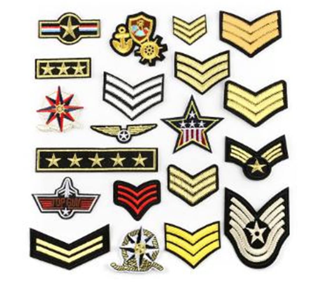 20Pcs Police Officer Iron-On Embroidered Patches - Self-Adhesive Applique Stickers Kit for Clothing, Jackets, Backpacks, Shoes & Caps - Perfect for Kids & Adults (Black) - Great for Costumes, Uniforms & DIY Crafts