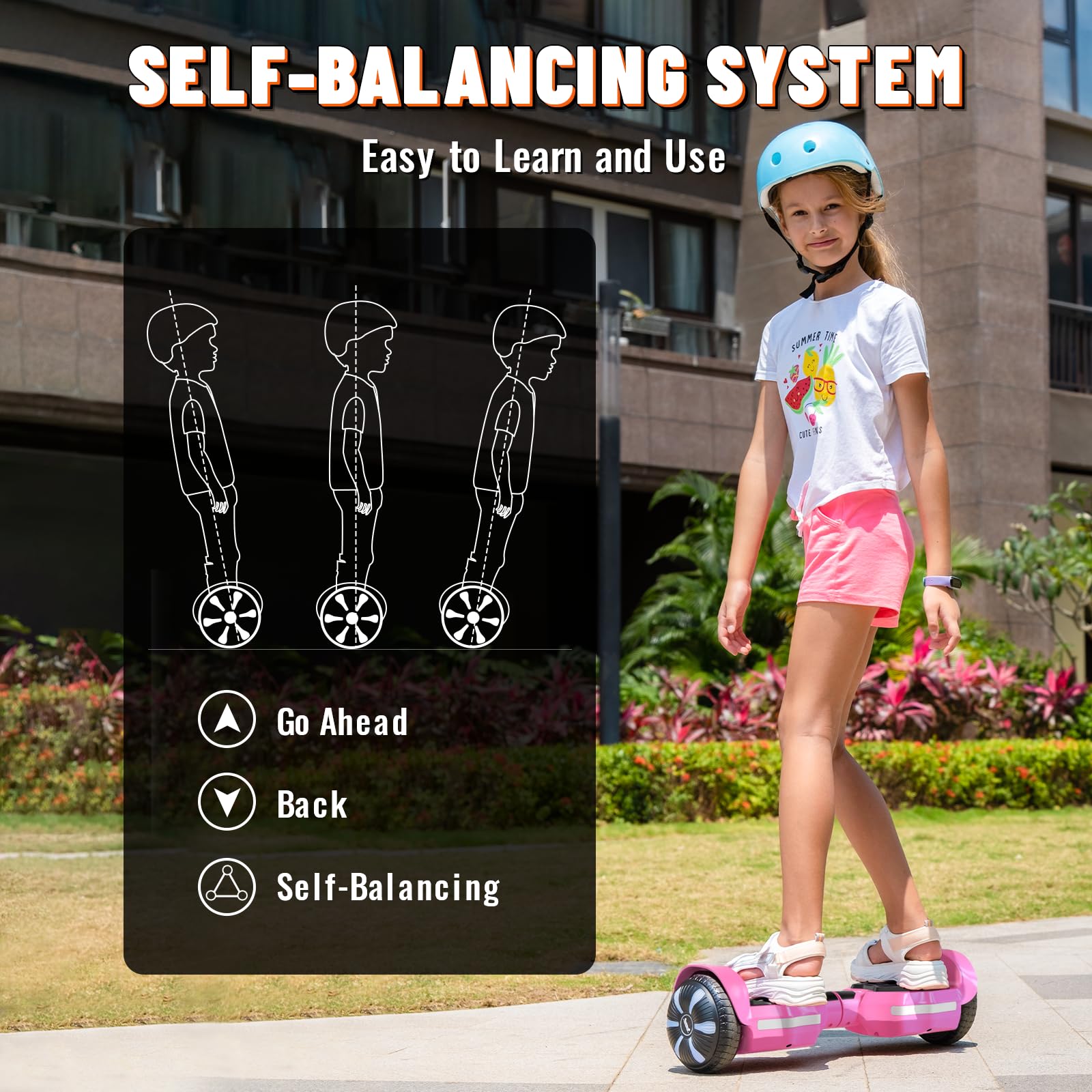 Electric Scooter with Bluetooth Speakers & LED Light-Up Wheels - APP Control, Dual 250W Motors, 8.5 mph Speed, 8.5 Miles Range - Perfect for Commuting, Fun Rides & Gifts for Kids, Adults, Boys & Girls