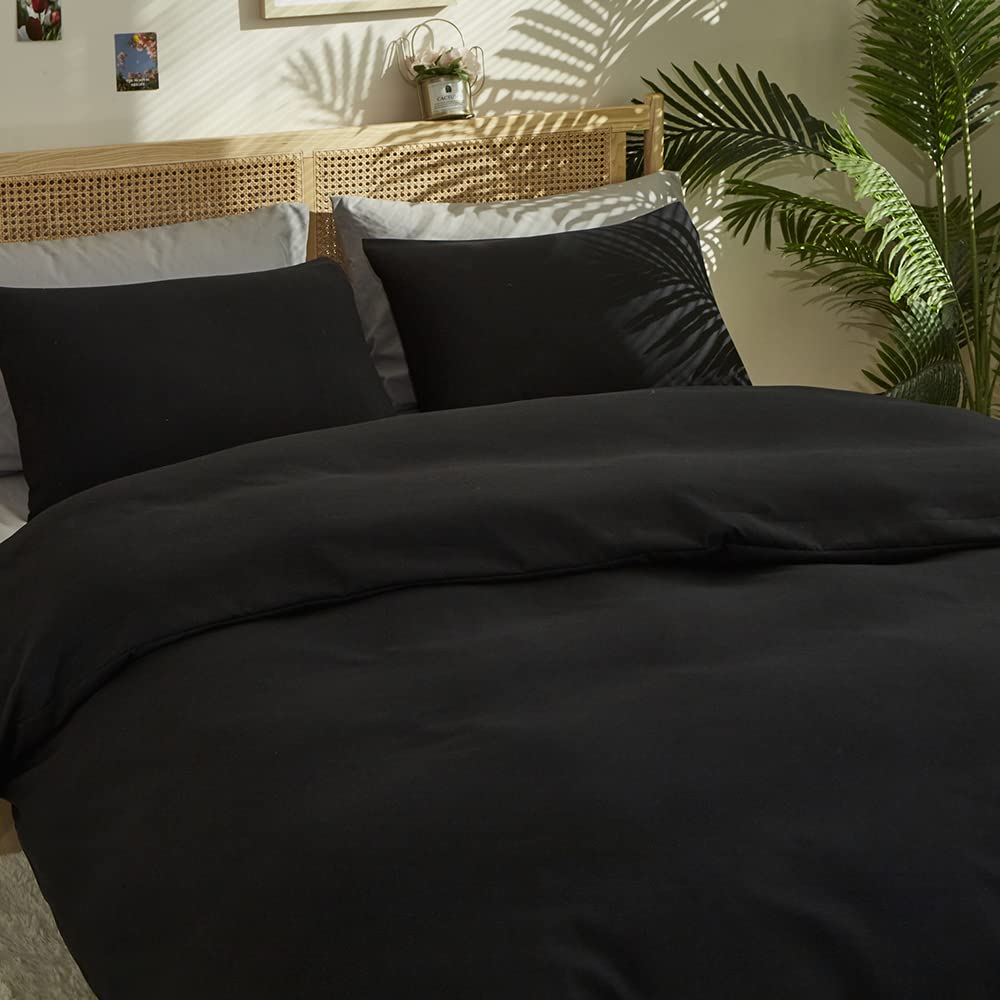 CLOTHKNOW Black Twin Comforter Set 3Pcs - Soft All Black Bedding Set for Boys & Men - Breathable & Cozy Comforter with Pillow Shams - Perfect for Dorm Rooms, Guest Beds & Teen Bedrooms