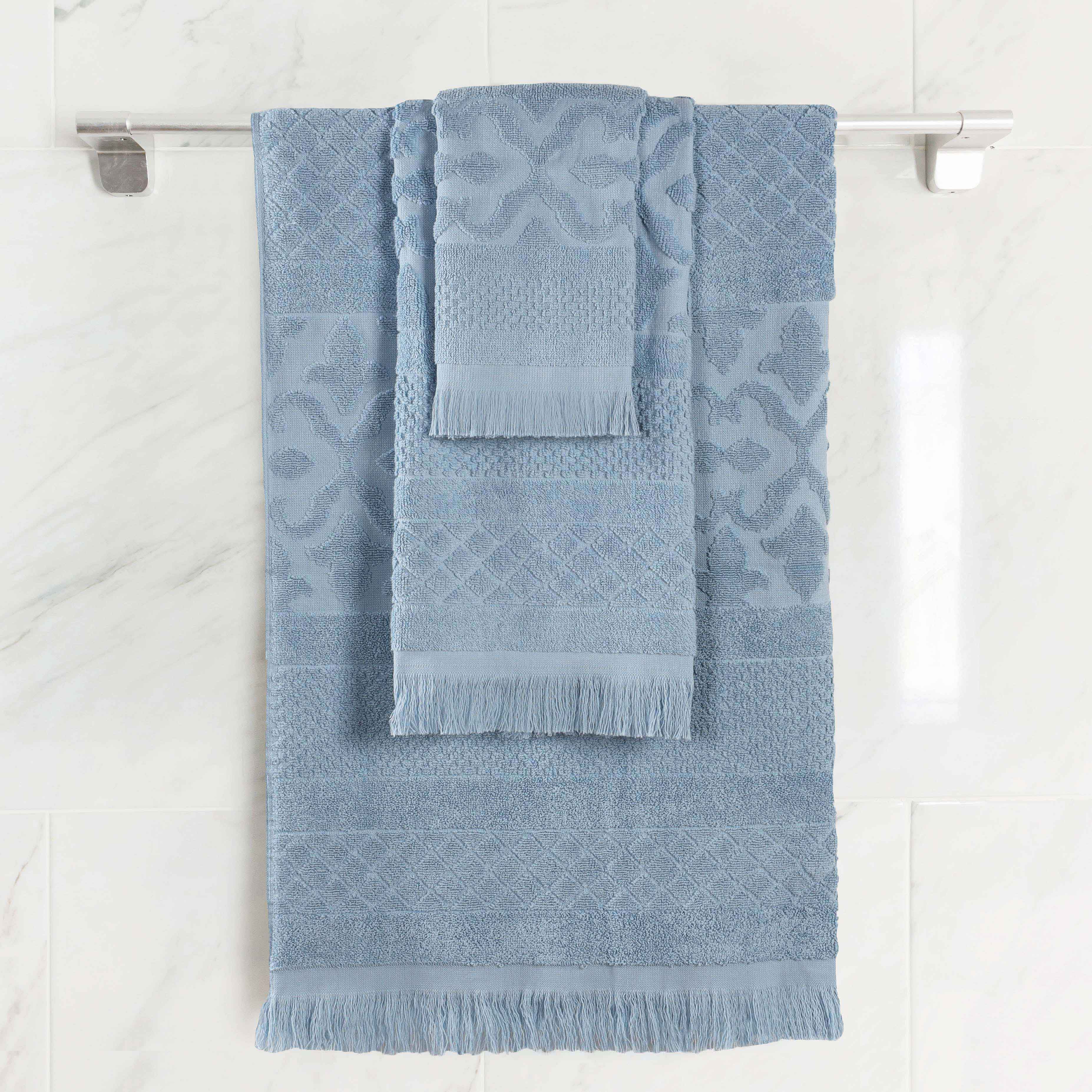 Premium Rolla Cotton Geometric Jacquard Plush Towel Set - Ultra Soft & Highly Absorbent 3-Piece Bath Towel Collection for Spa, Bathroom & Luxury Home Decor