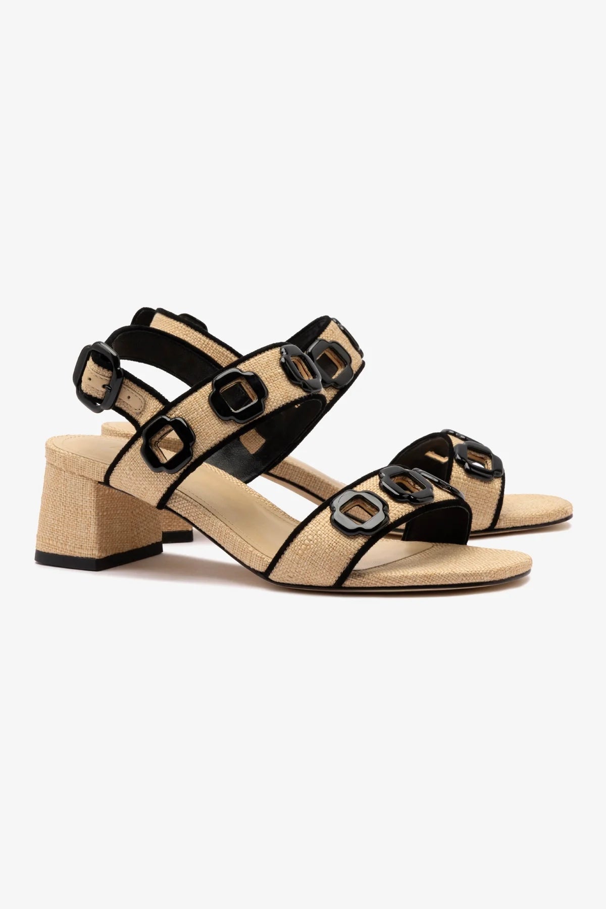Stylish Milan Sandal in Beige Raffia with Black Trimming - Perfect for Summer Outfits, Beach Vacations & Casual Wear