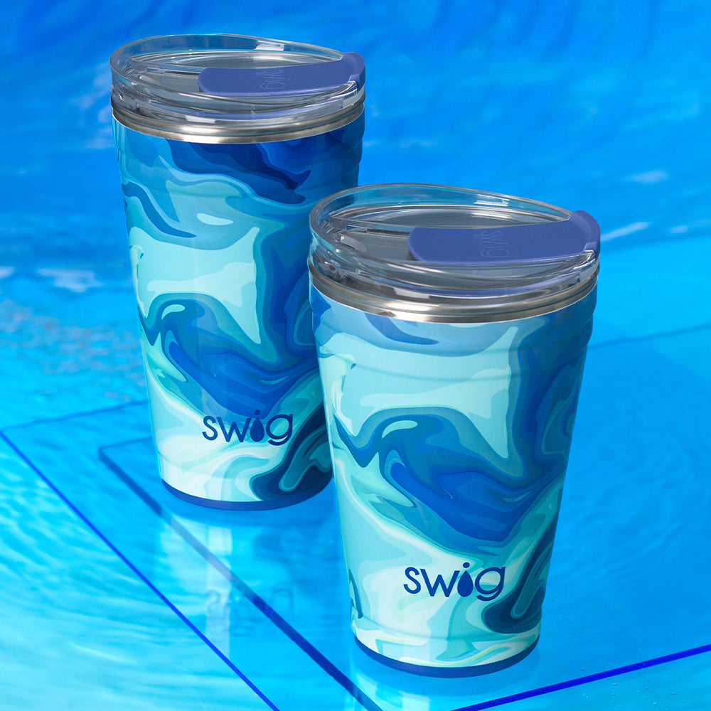 24oz Blue Lagoon Party Cups - Durable Plastic Cups for Parties, BBQs, and Outdoor Events - Bulk Pack of 50