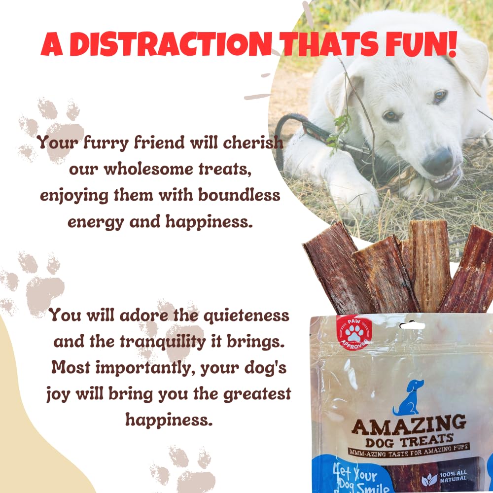 Premium Beef Esophagus Dog Treats - 6 Inch Natural Gullet Chews for Medium & Large Dogs (25-Pack) - High-Protein, Grain-Free, Long-Lasting Dental Chews for Aggressive Chewers - Perfect for Training, Teething & Dental Health