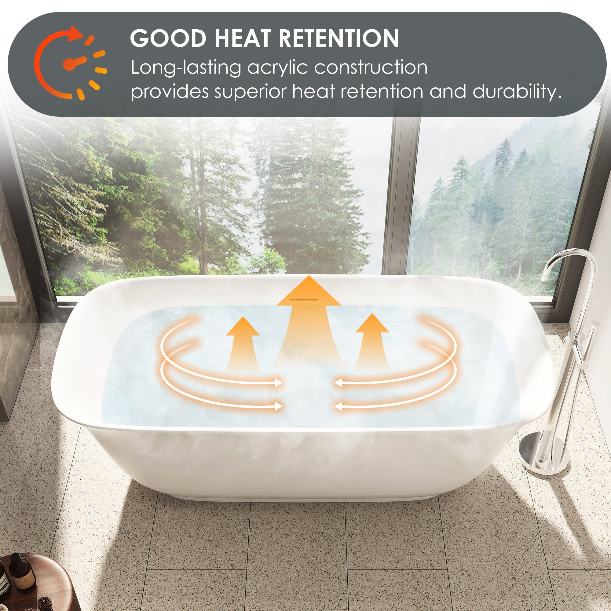 Premium Sarnia Flatbottom Freestanding Acrylic Soaking Bathtub - Glossy White with Drain & Overflow - Perfect for Spa-Like Relaxation in Modern Bathrooms