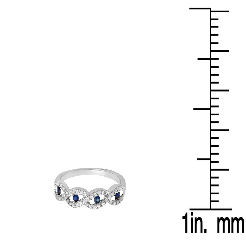 10K Solid Gold Round Blue Sapphire & White Diamond Women's Stackable Wedding Ring – Elegant Bridal, Anniversary Jewelry Gift for Her – Perfect for Engagement, Proposal, and Special Occasions