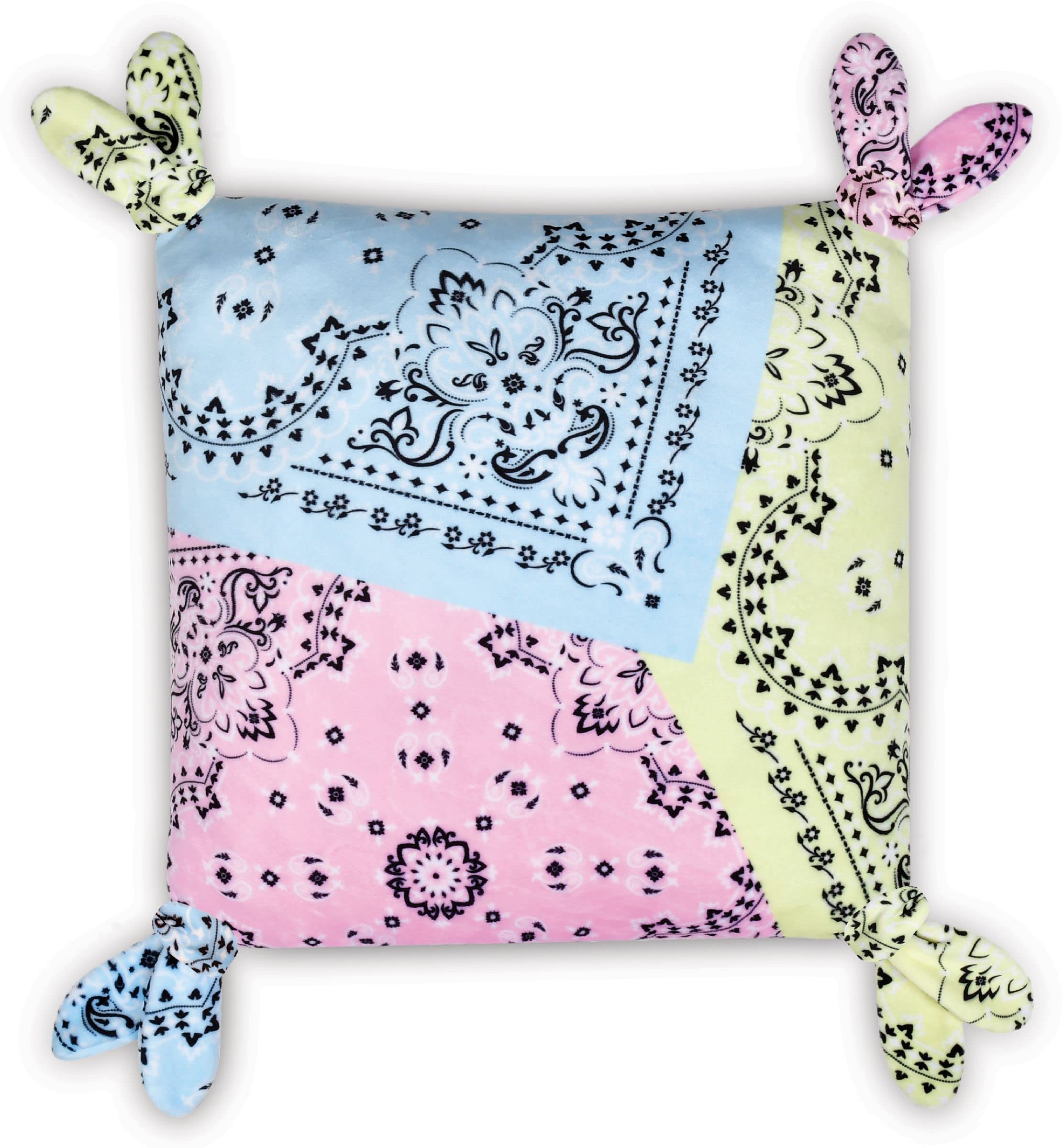 iScream Bandana Patchwork Silky Fleece 16x16 Inch Square Decorative Throw Pillow Cover - Perfect for Sofa, Bed, Couch & Home Decor Accent
